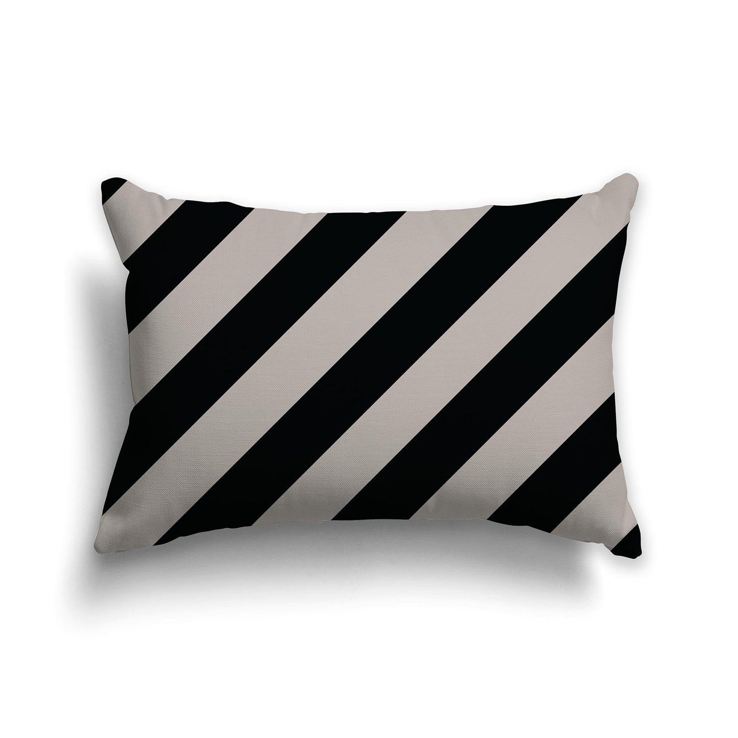 Lumbar Throw Pillow with Black and Taupe Diagonal Bars