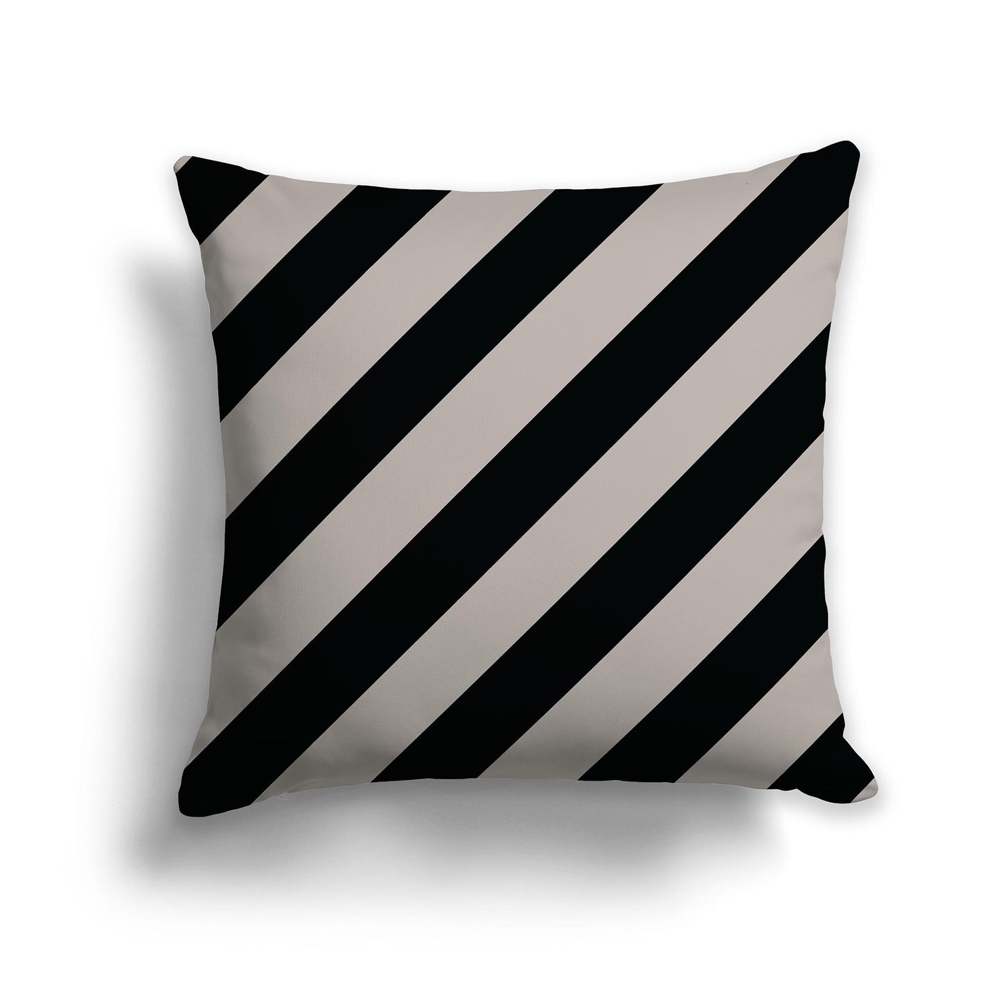 Square Throw Pillow with Black and Taupe Diagonal Bars