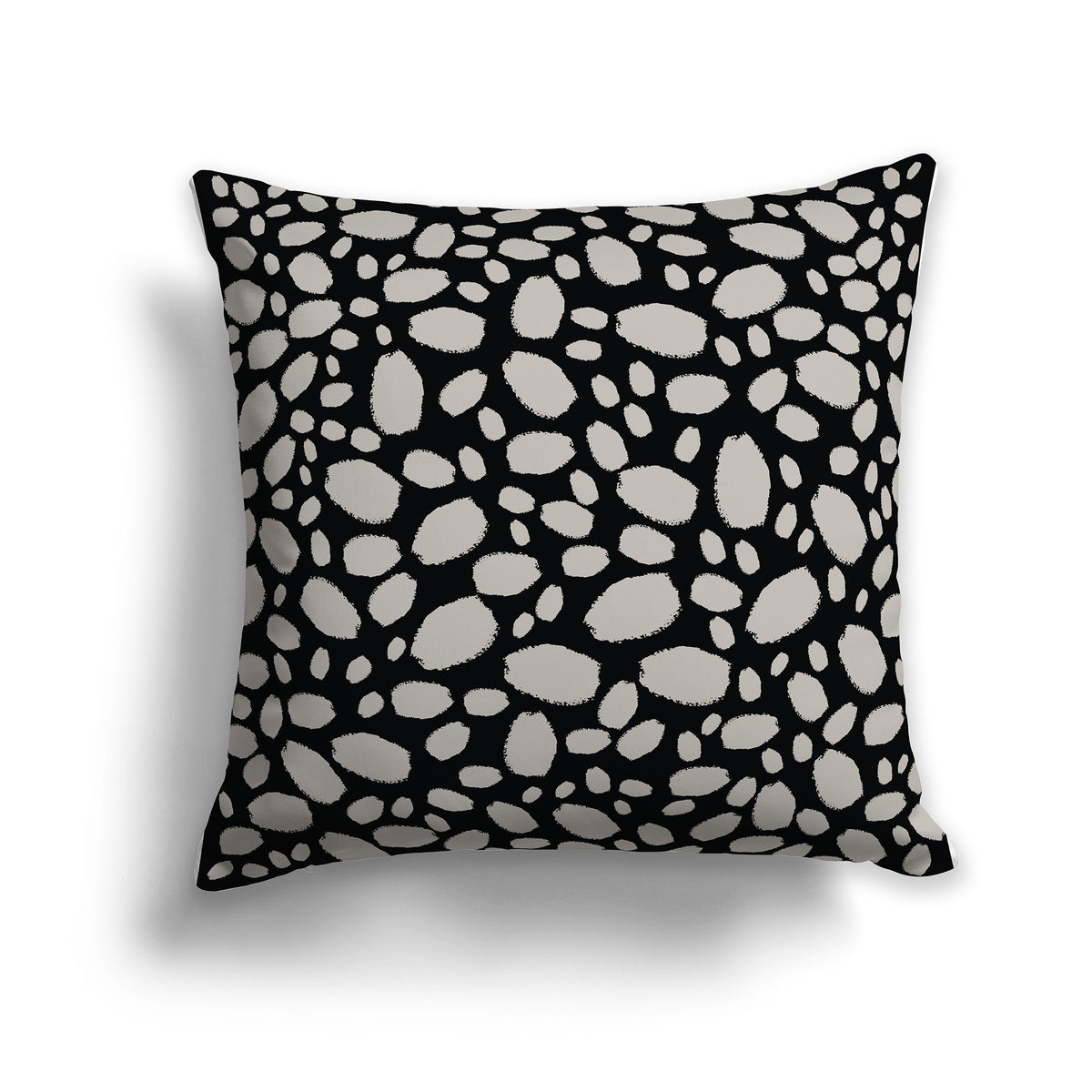 Black Throw Pillow with Taupe Paint Dabs on Both Sides | Faux Suede | 26 x 26 inches