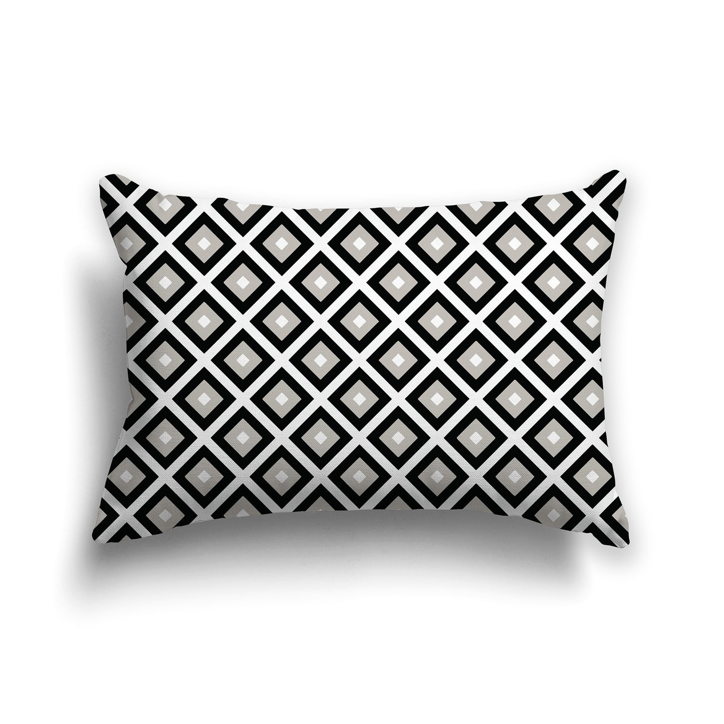 20x14 inch Lumbar Throw Pillow with Black, Taupe and White Square Repeat Pattern