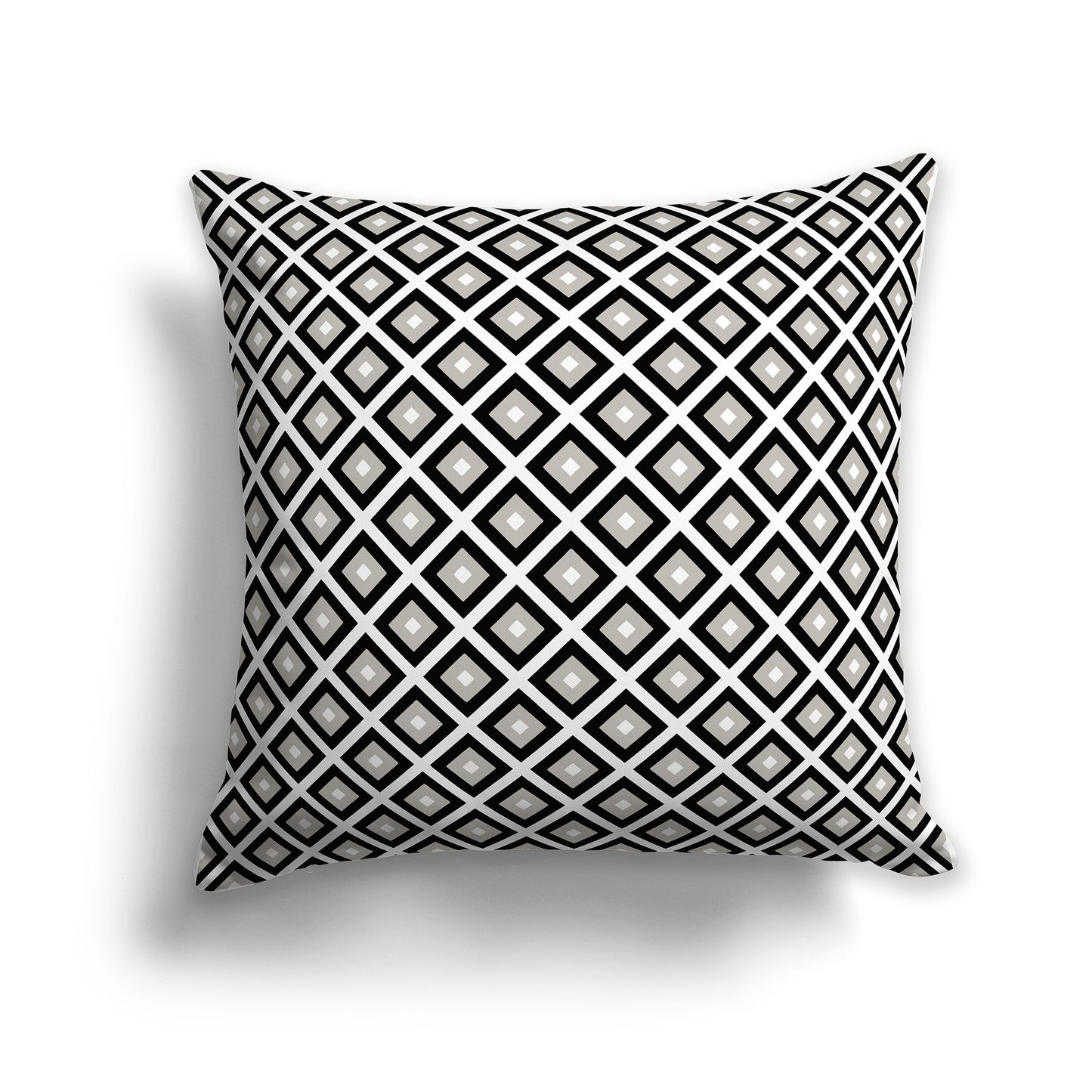 26 inch Throw Pillow with Black, Taupe and White Square Repeat Pattern