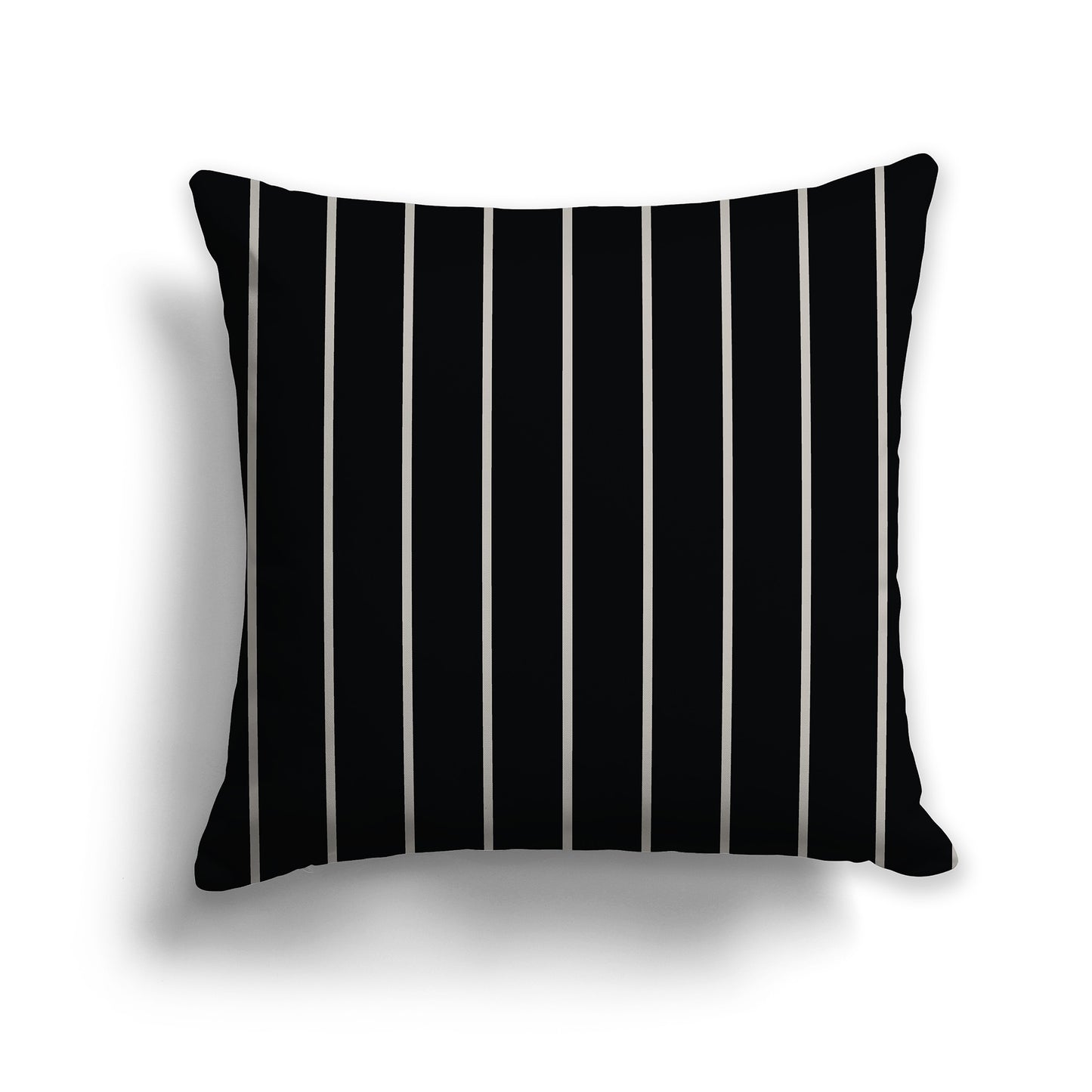14 inch Throw Pillow with Black and Taupe Thin Vertical Stripe Pattern