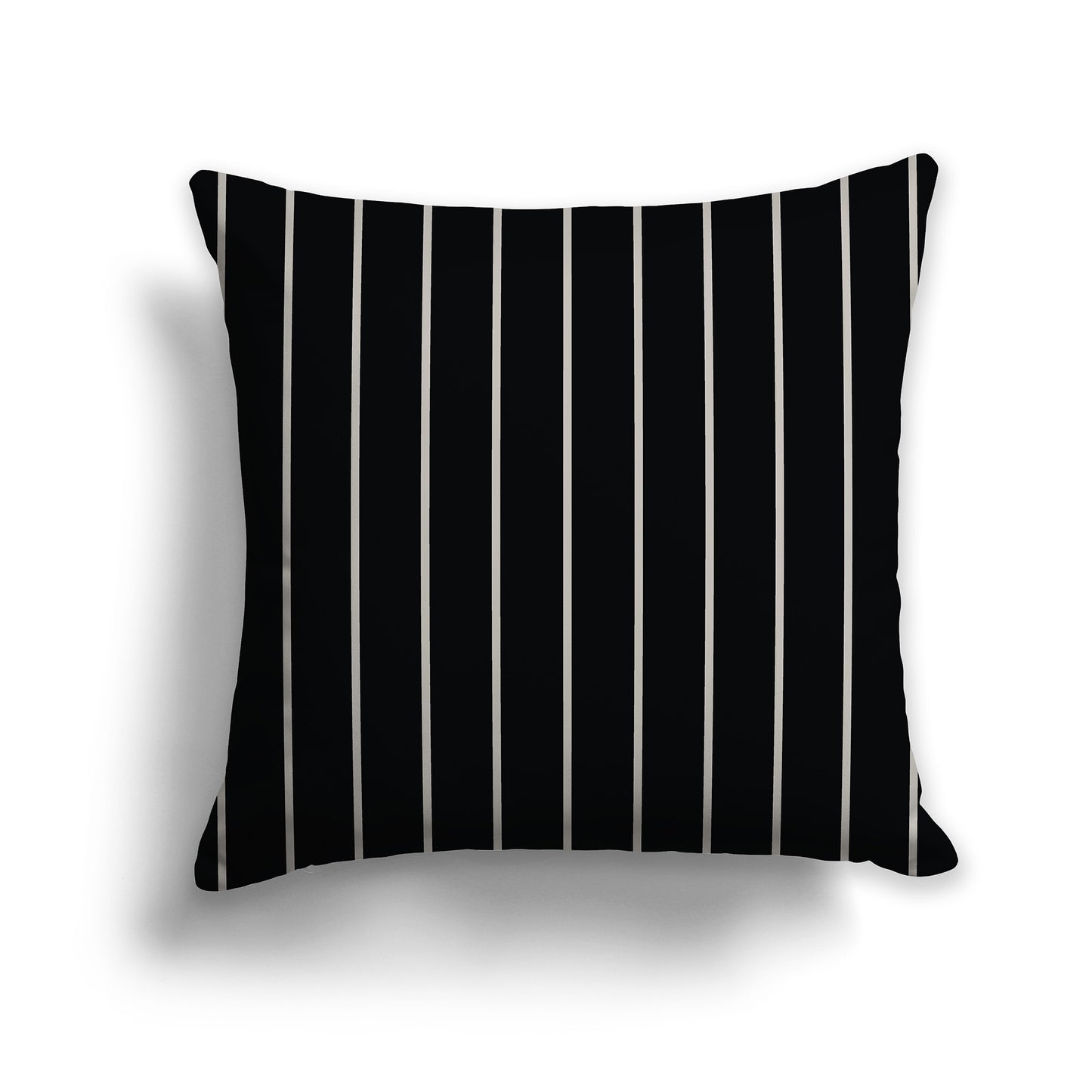 16 inch Throw Pillow with Black and Taupe Thin Vertical Stripe Pattern
