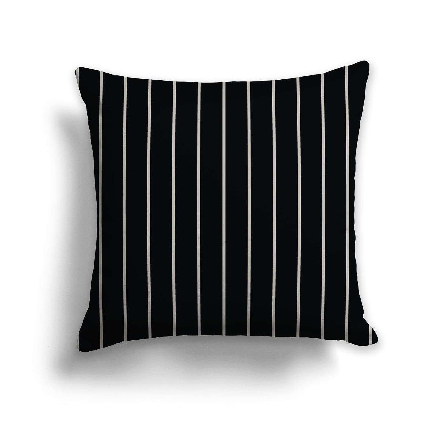 18 inch Throw Pillow with Black and Taupe Thin Vertical Stripe Pattern