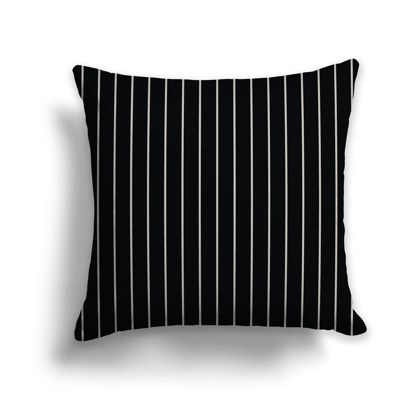 Black Throw Pillow with Fine Vertical Taupe Stripes on Front | Faux Suede | 26 x 26 inches