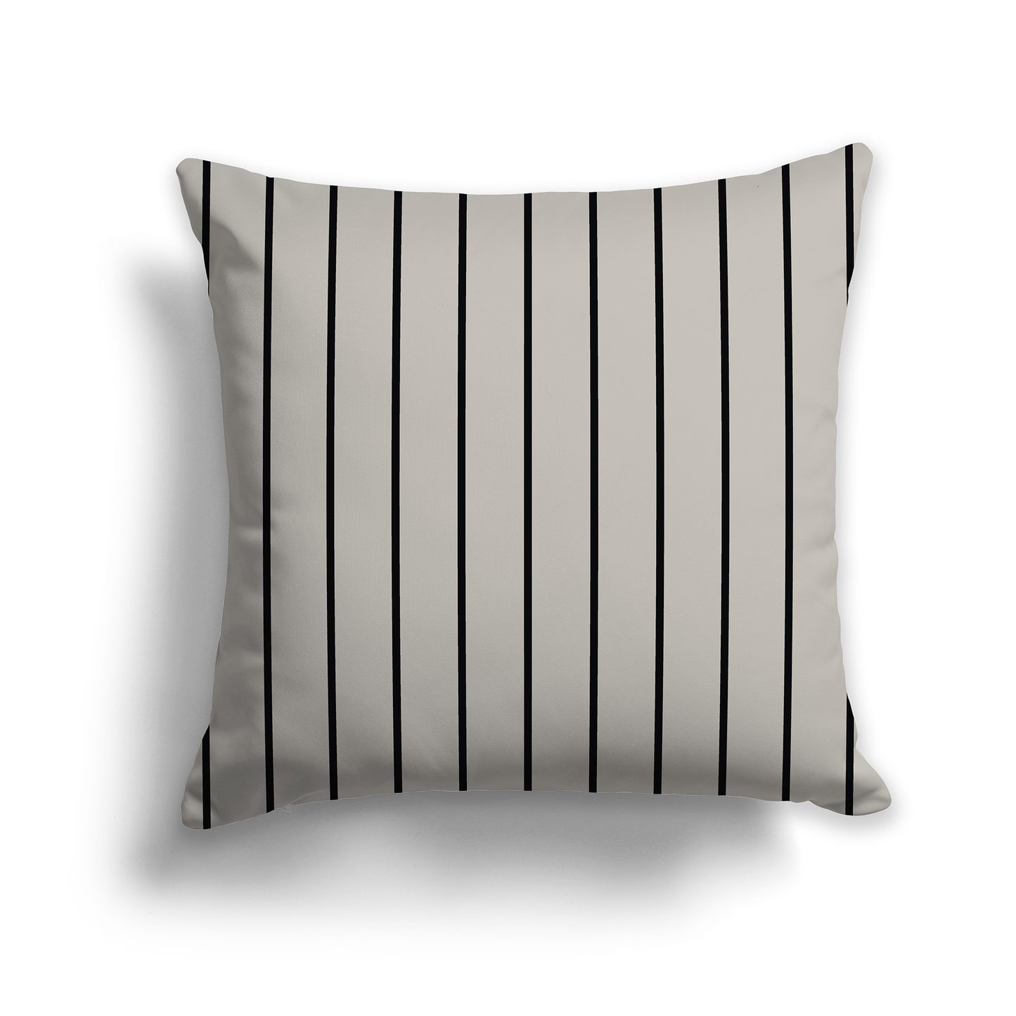 16 inch Throw Pillow with Black and Taupe Thin Vertical Stripe Pattern