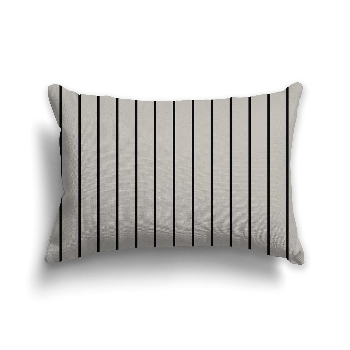 20x14 inch Lumbar Throw Pillow with Black and Taupe Thin Vertical Stripe Pattern