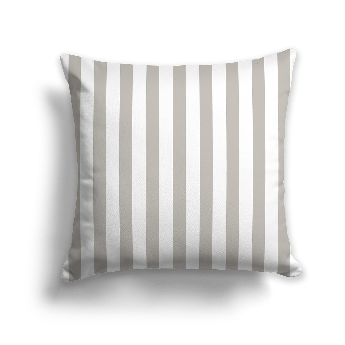White Throw Pillow with Taupe Vertical Bars , Solid White Back | Faux Suede | 26 x 26 inches
