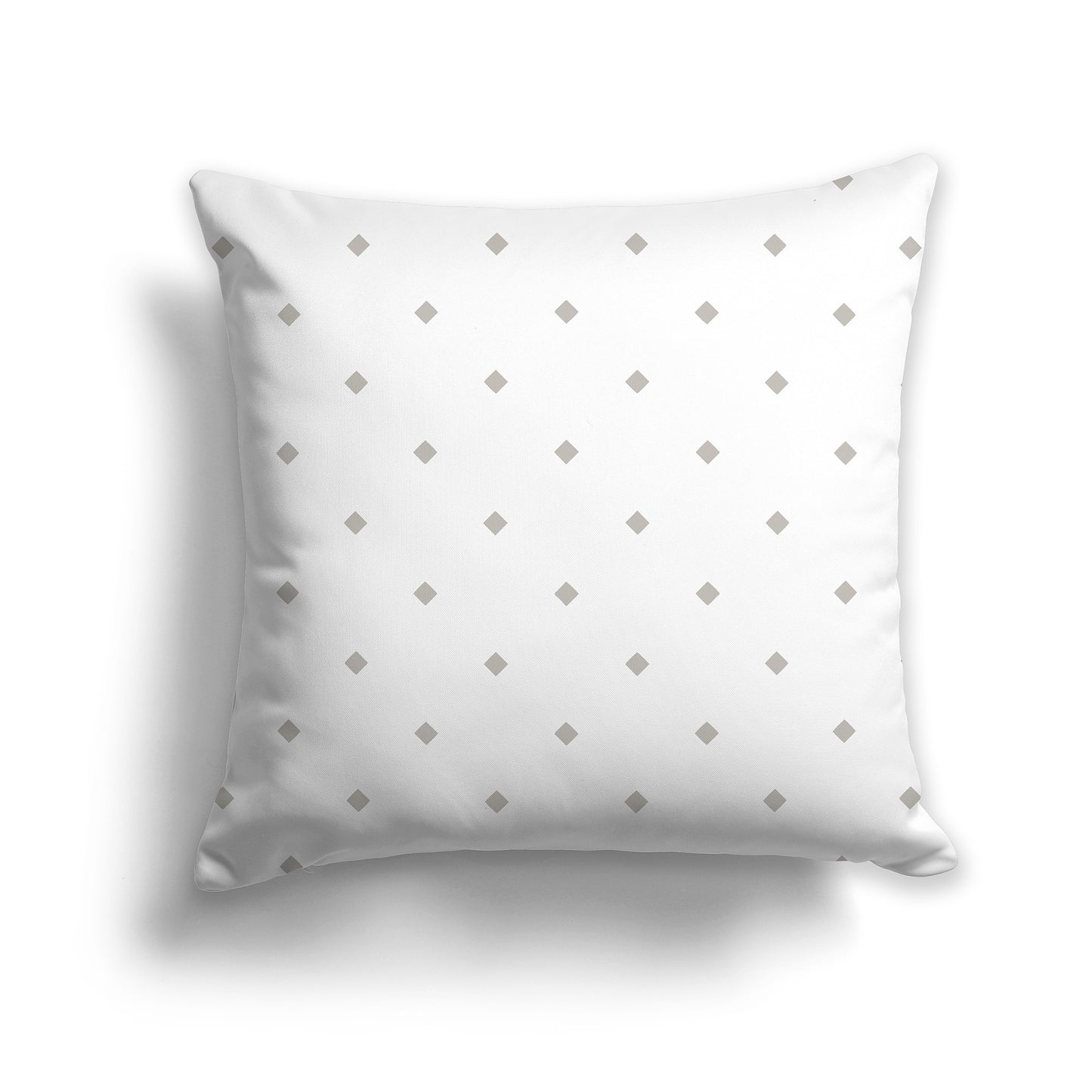 16 inch White Throw Pillow with Large Taupe Diamond Pattern