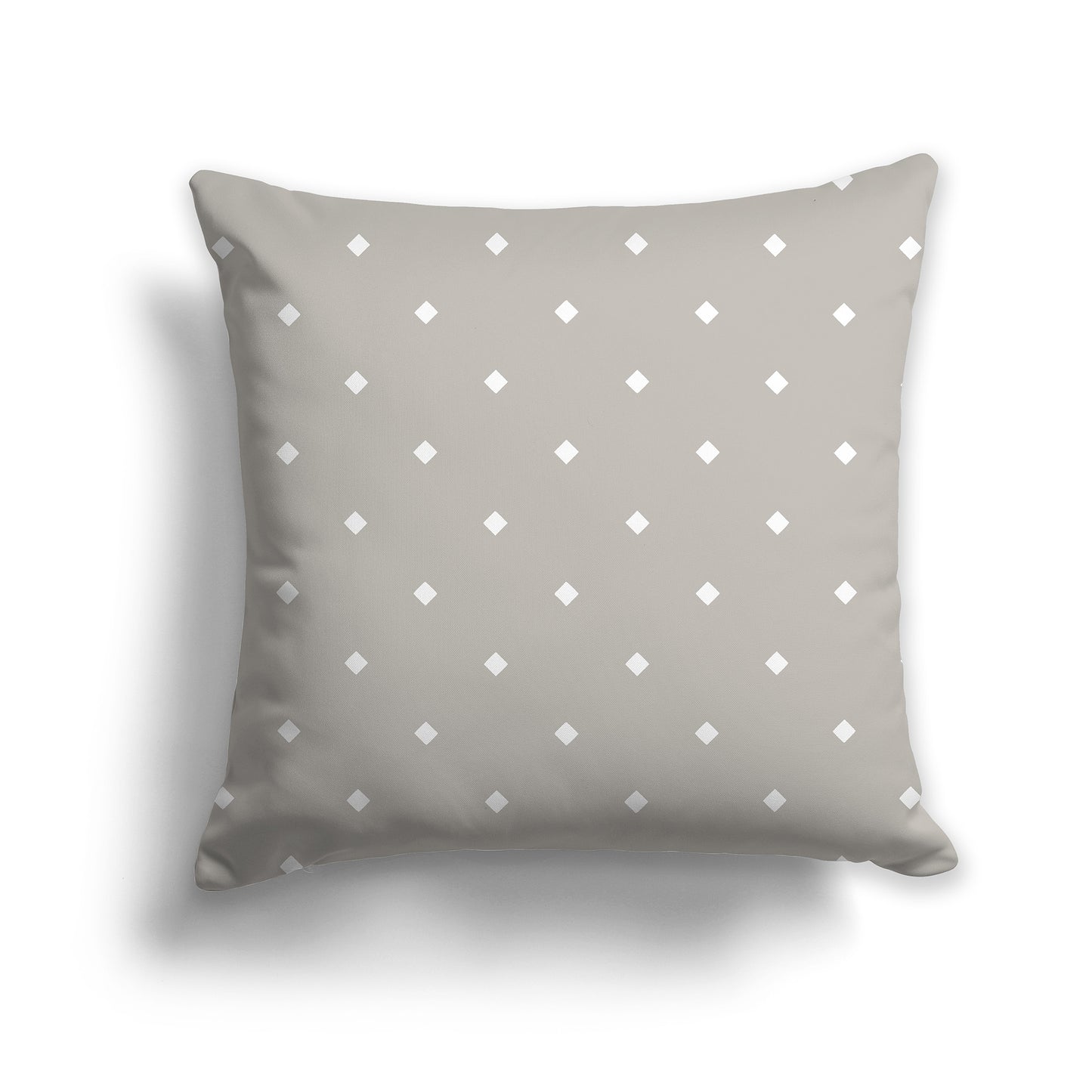 16 inch Taupe Throw Pillow with Large White Diamond Pattern