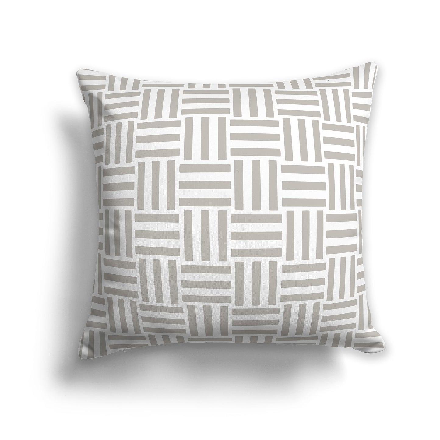 16 inch Throw Pillow with White and Taupe Basket Weave Pattern