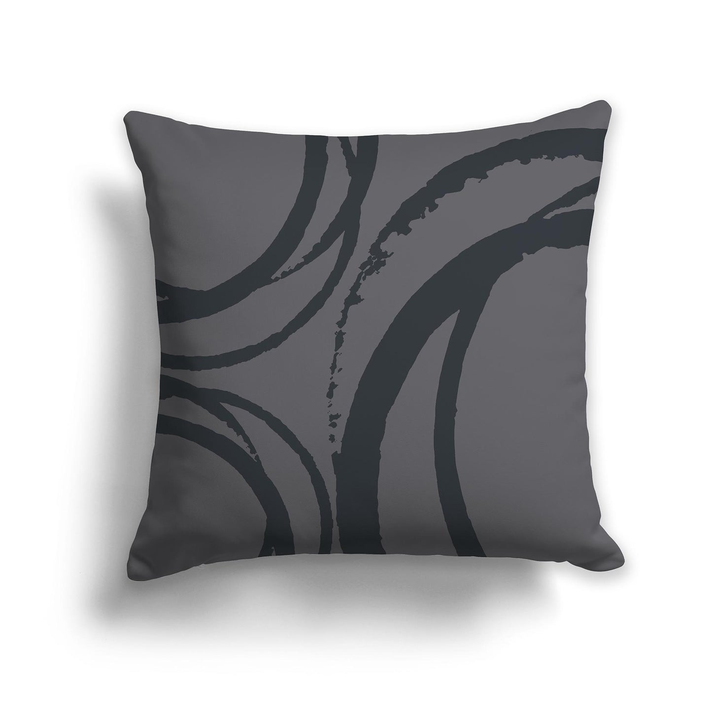 Square Throw Pillow with Dark Grey and Grey Abstract Circles