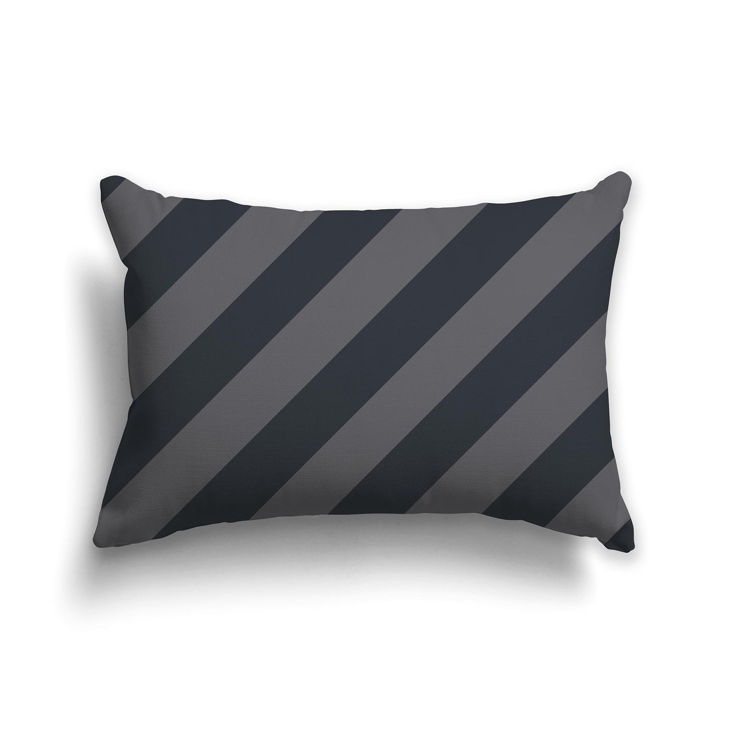 Lumbar Throw Pillow with Two-tone Grey Diagonal Bars