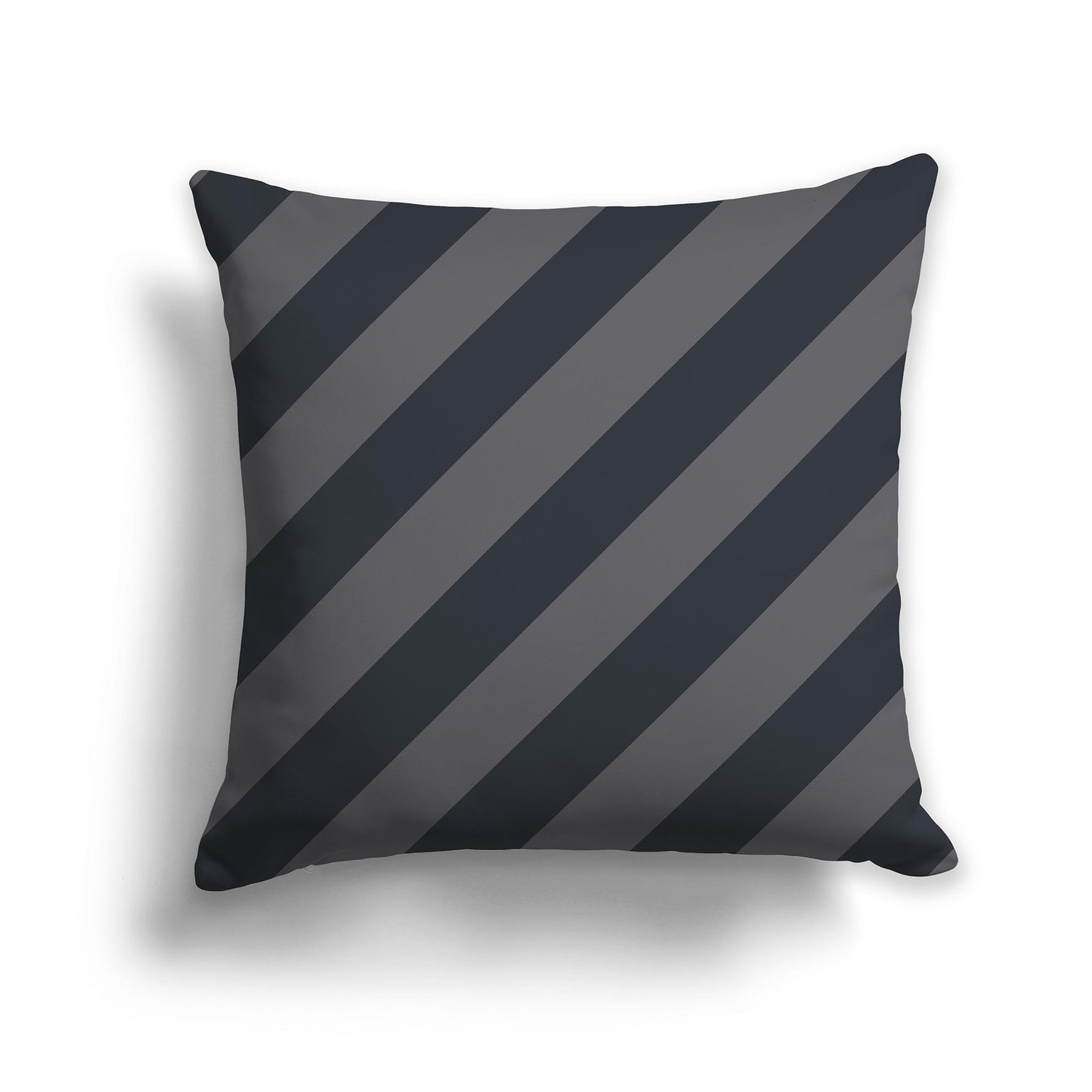 Square Throw Pillow with Two-tone Grey Diagonal Bars
