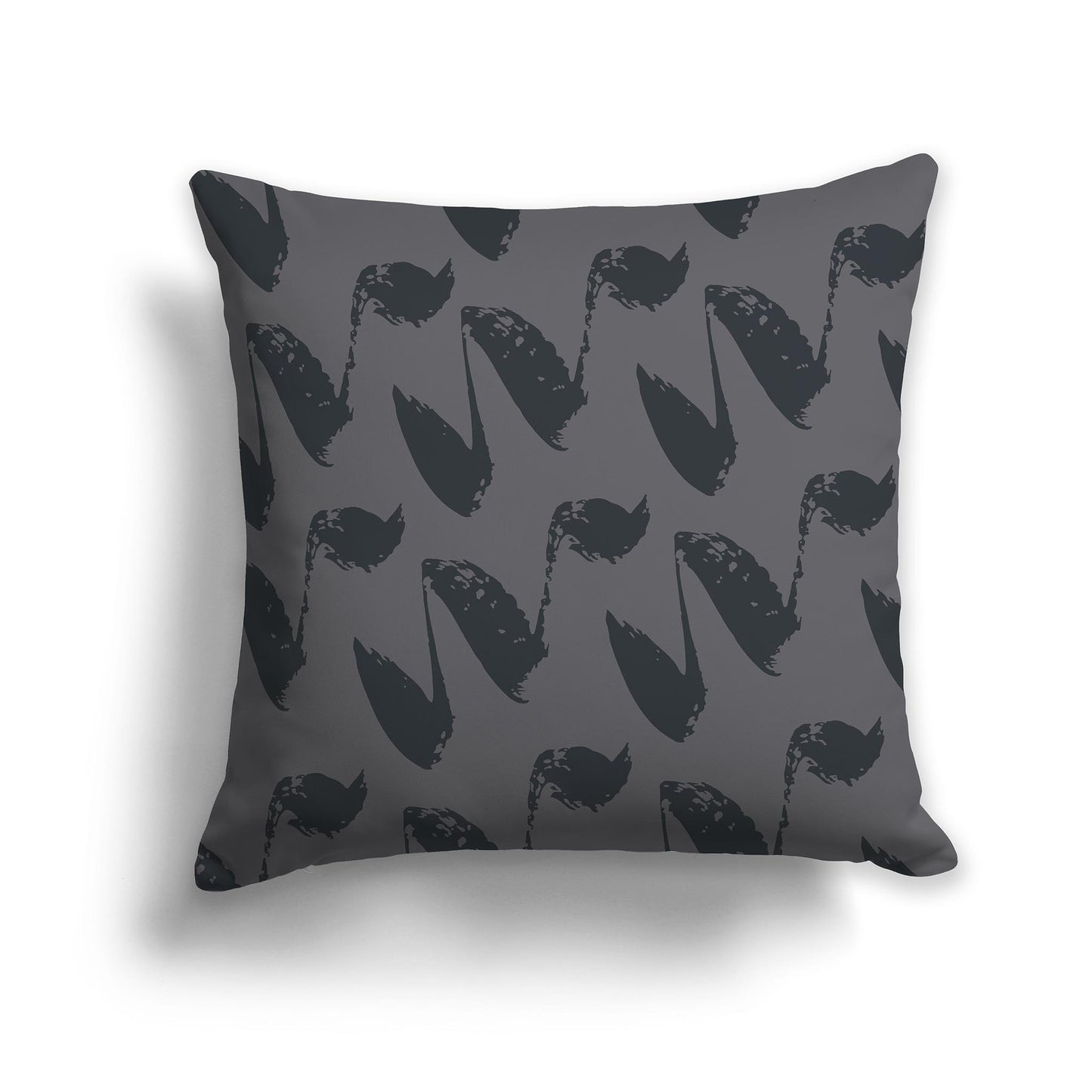 Square Throw Pillow with Dark Grey and Grey Squiggle Pattern
