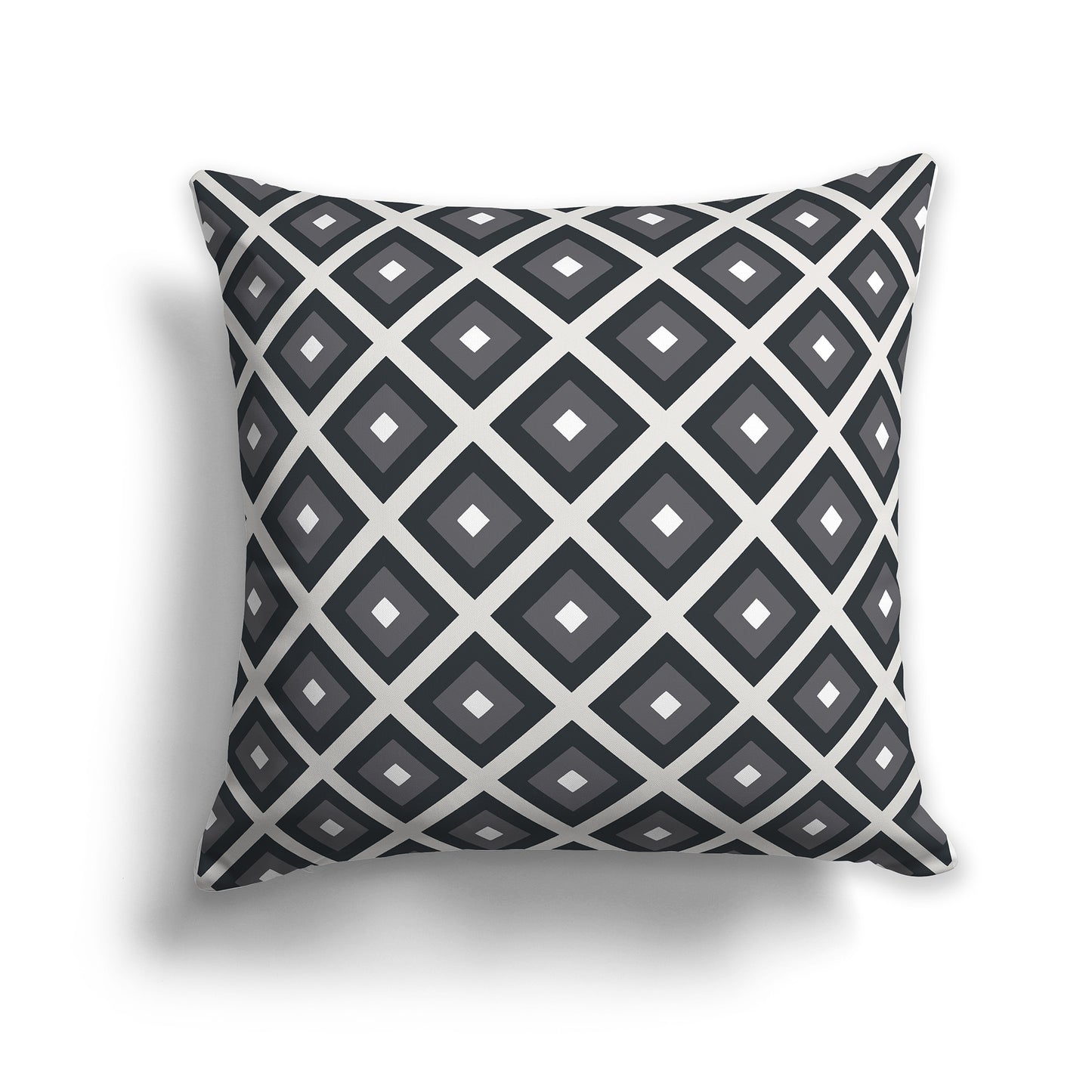 14 inch Throw Pillow with Two-tone Grey and White Square Repeat Pattern