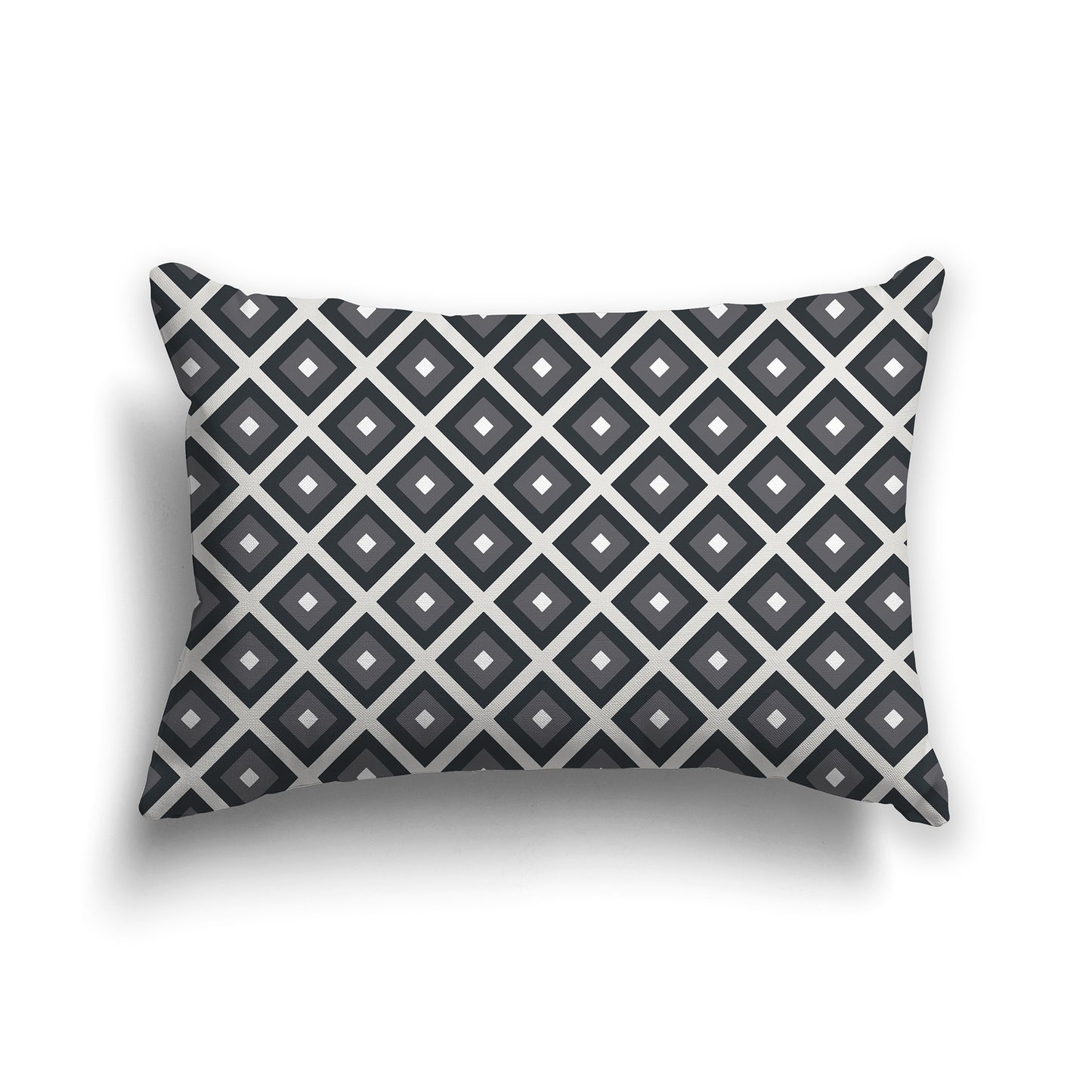 20x14 inch Lumbar Throw Pillow with Two-tone Grey and White Square Repeat Pattern