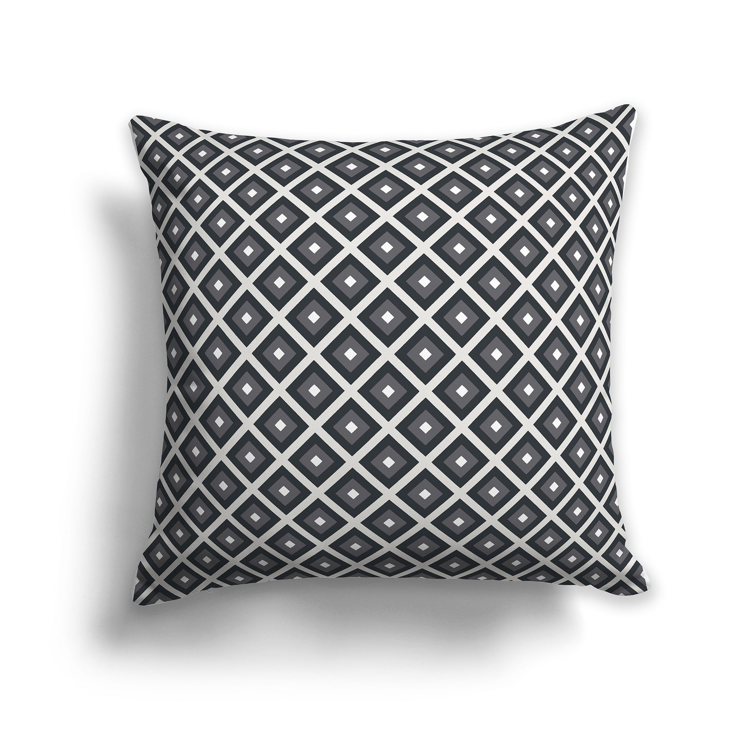 26 inch Throw Pillow with Two-tone Grey and White Square Repeat Pattern