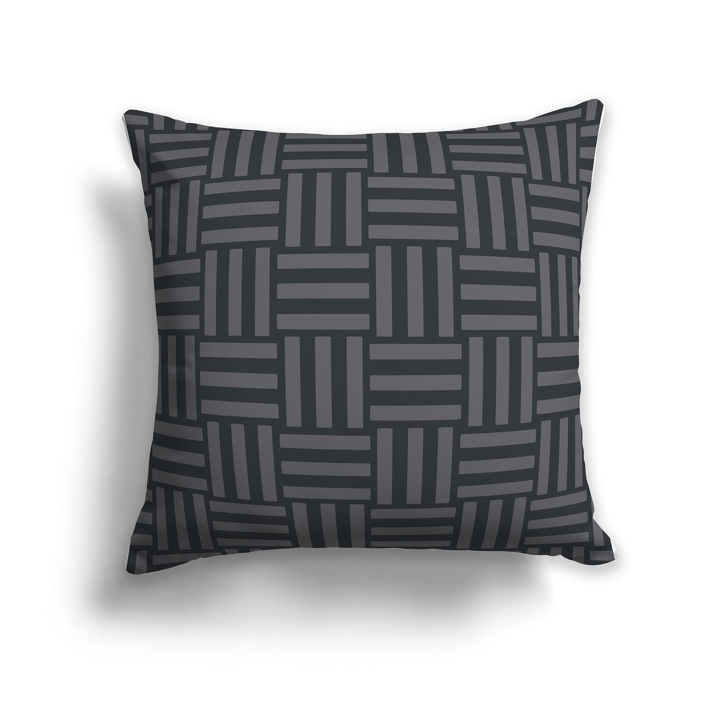 14 inch Throw Pillow with Two-tone Grey Basket Weave Pattern