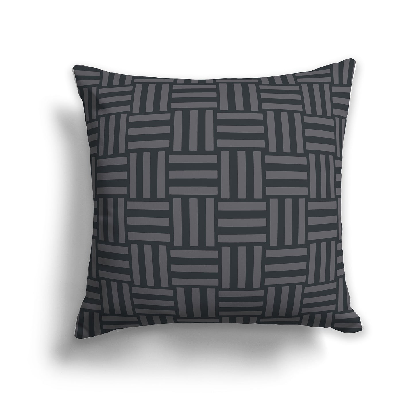 16 inch Throw Pillow with Two-tone Grey Basket Weave Pattern