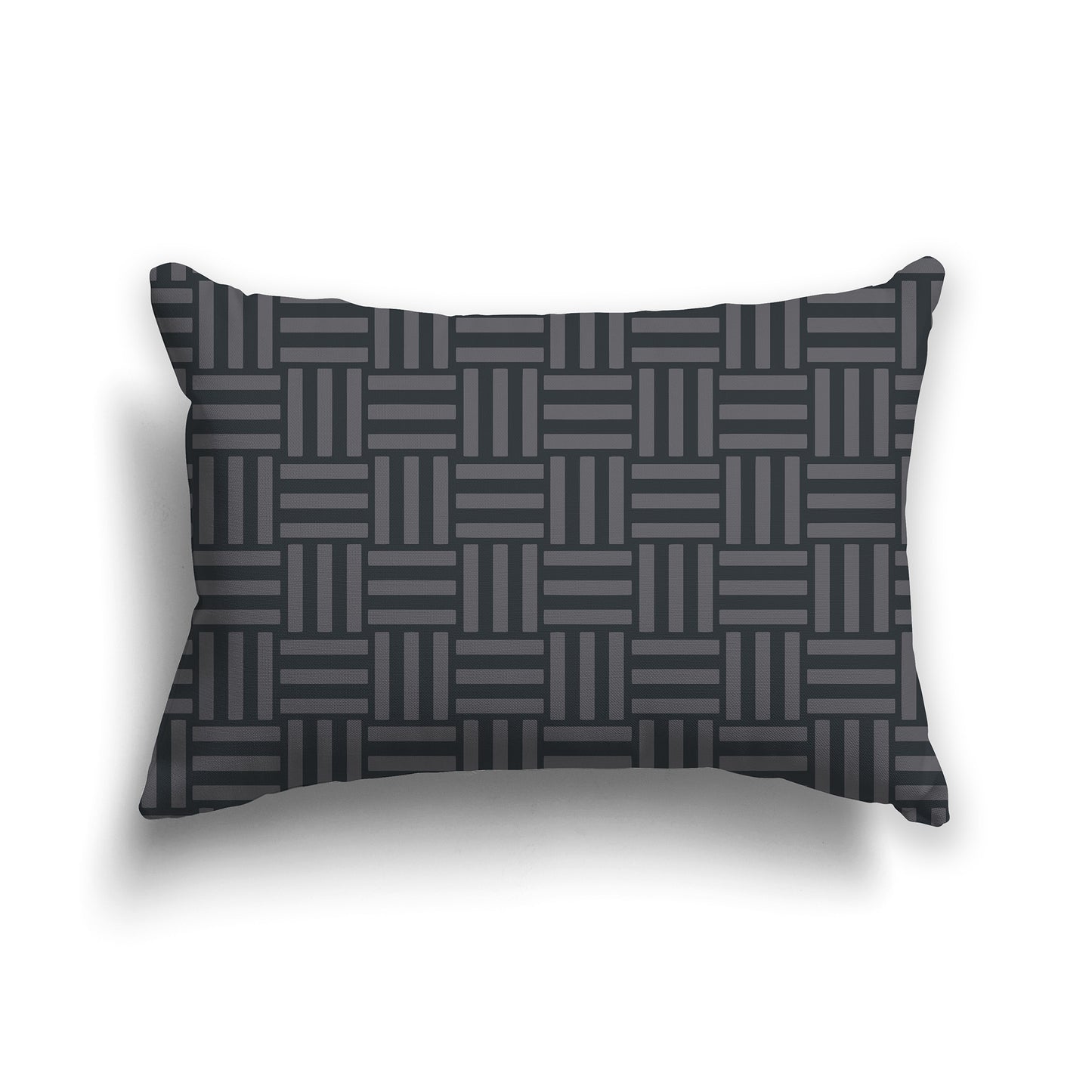 20x14 inch Lumbar Throw Pillow with Two-tone Grey Basket Weave Pattern