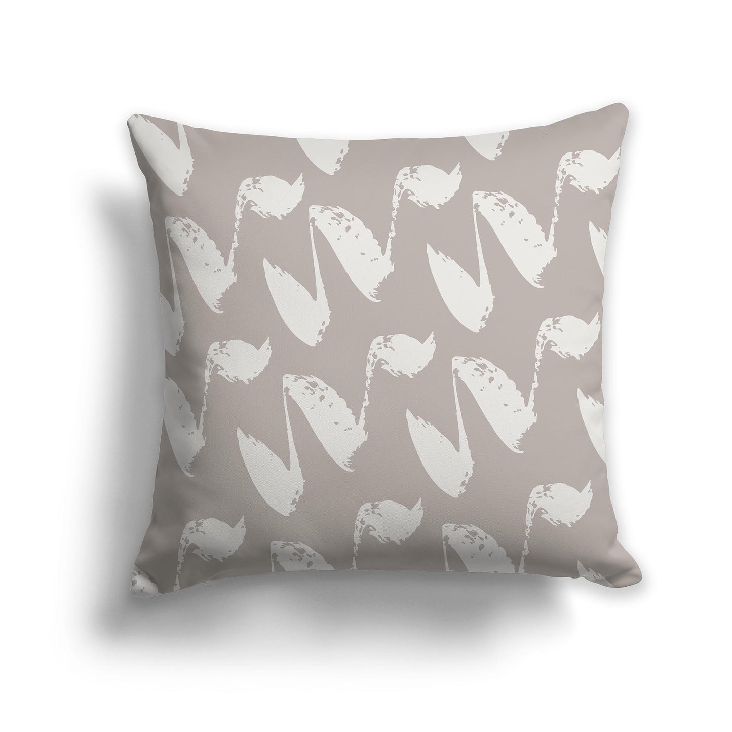 Square Throw Pillow with Dark Taupe and Taupe Squiggle Pattern