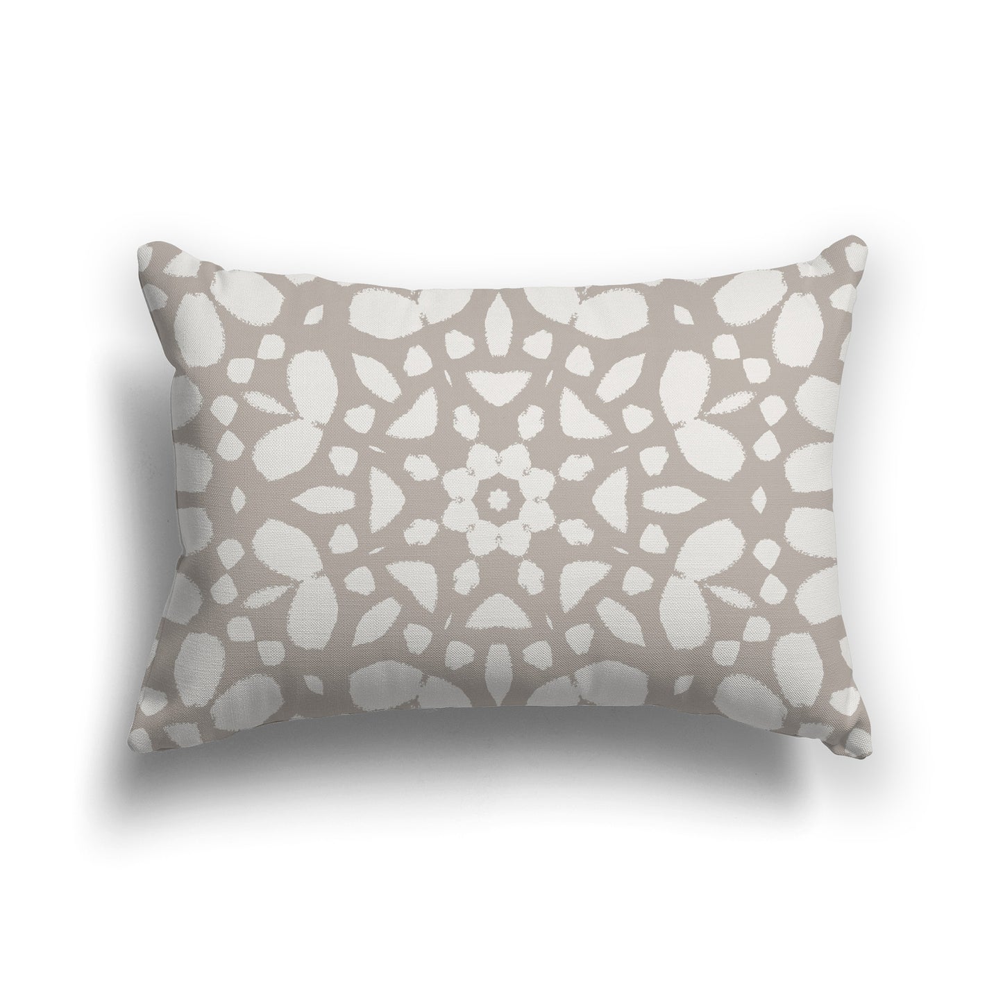 Lumbar Throw Pillow with Large Two-tone Taupe Circular Graphic