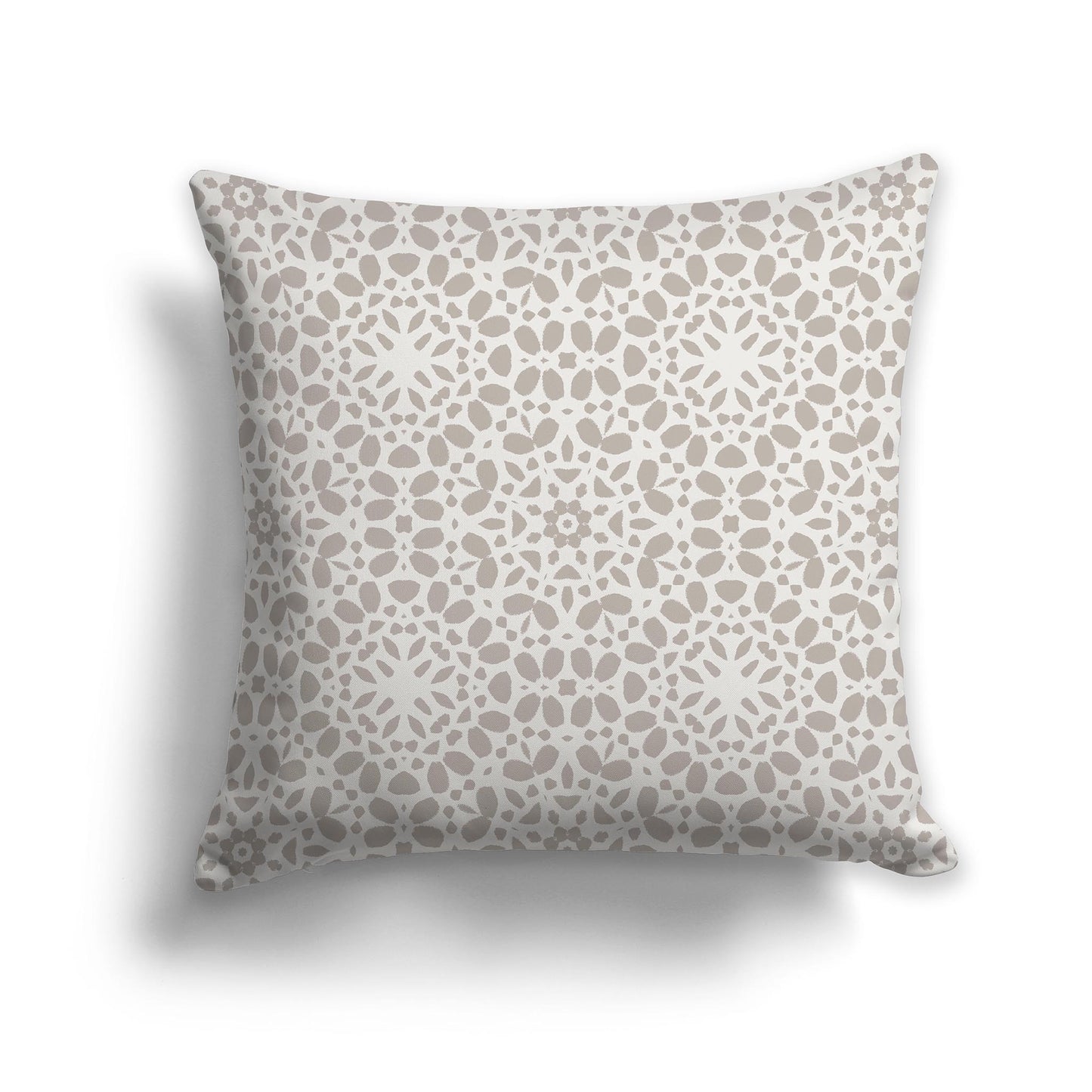Square Throw Pillow with Two-tone Taupe Circular Repeat Pattern