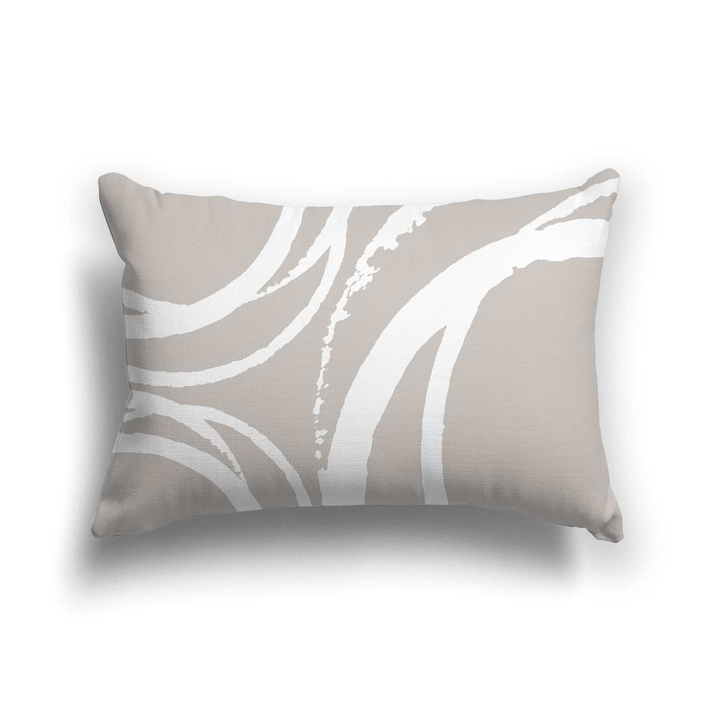 Taupe Lumbar Throw Pillow with White Abstract Circles