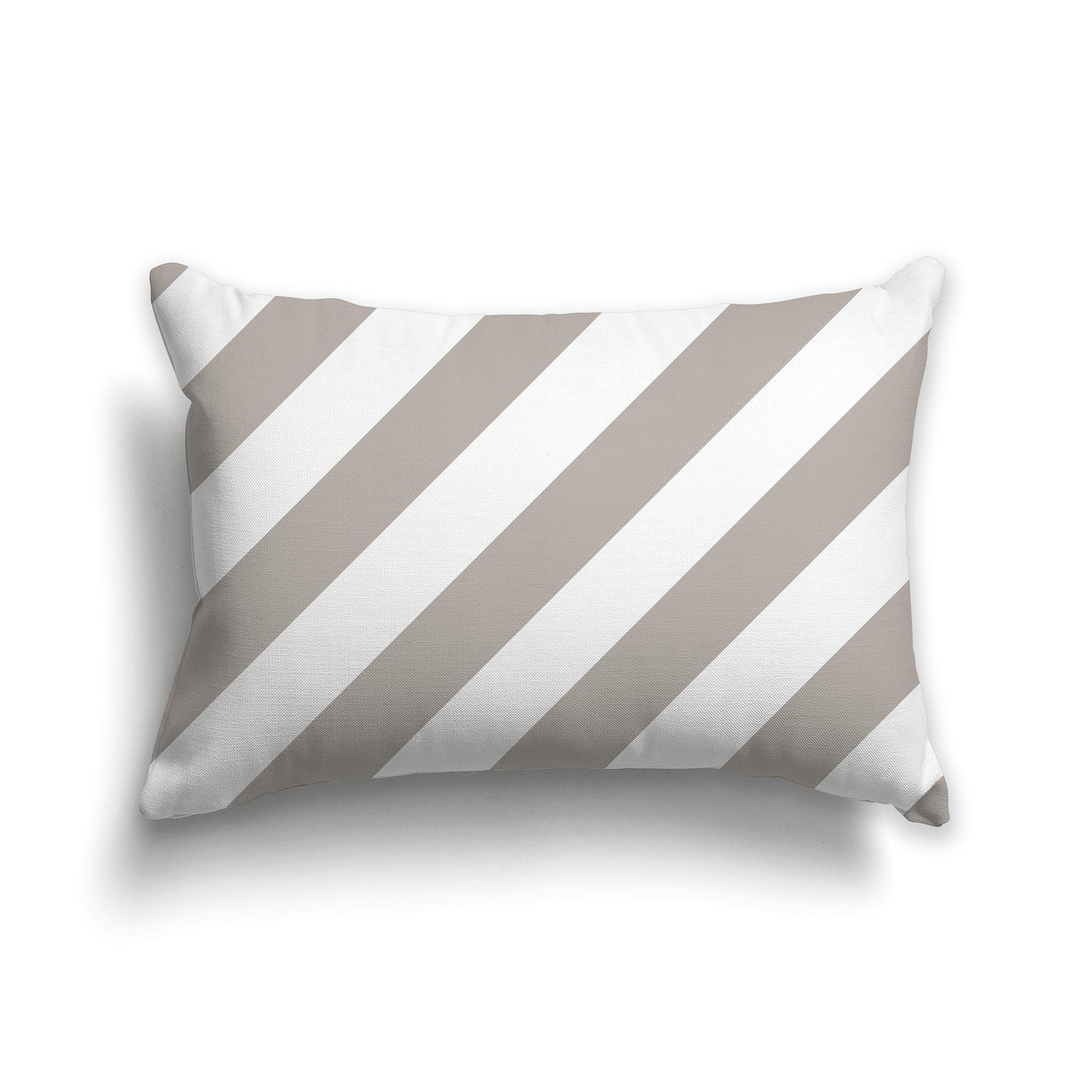 Lumbar Throw Pillow with Taupe and White Diagonal Bars