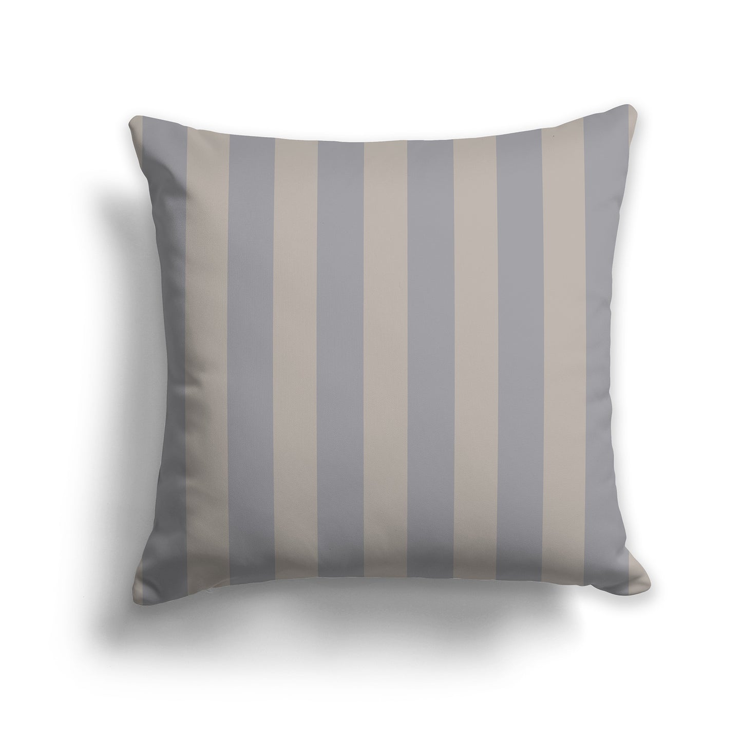 16 inch Throw Pillow with Thick Taupe and White Vertical Bars