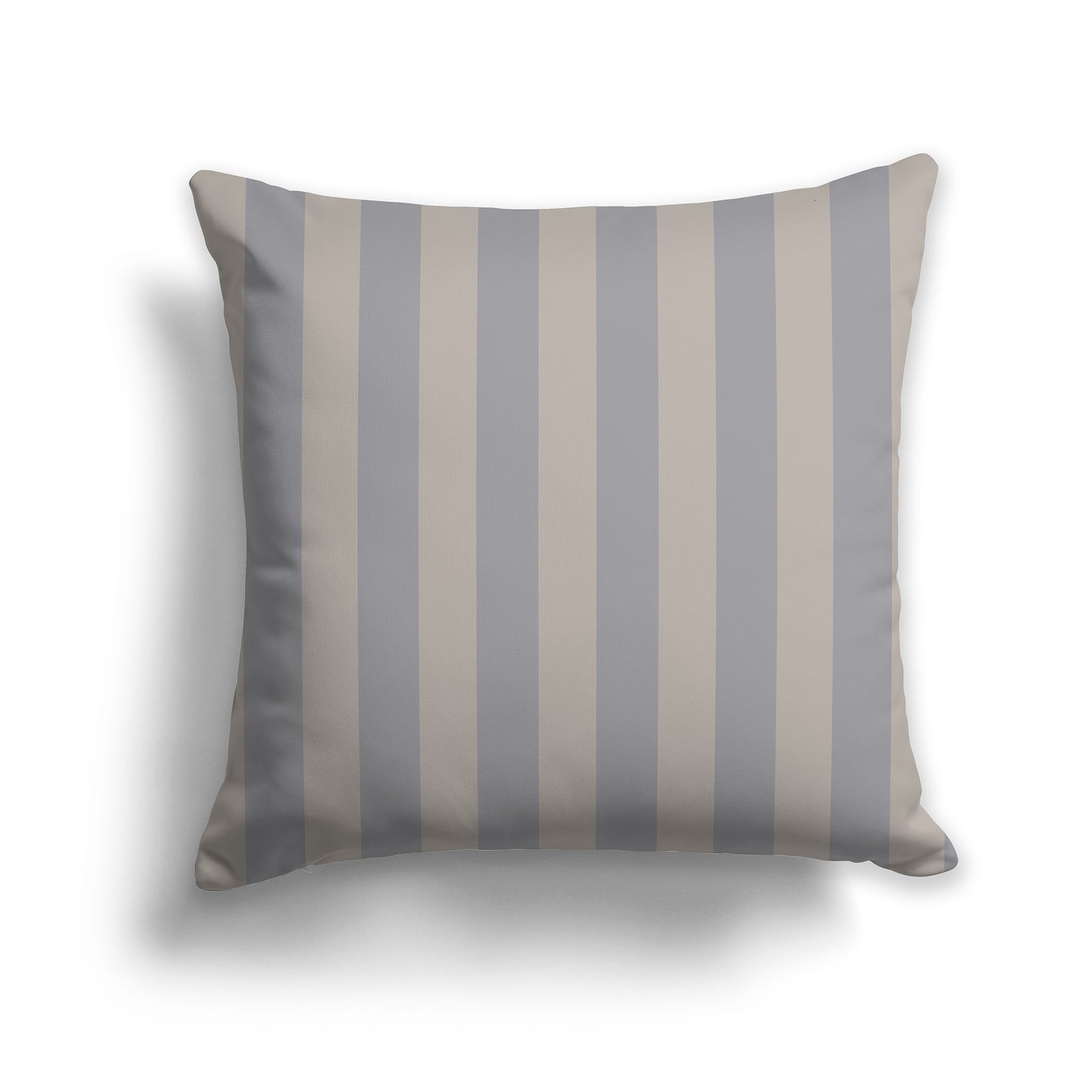18 inch Throw Pillow with Thick Taupe and White Vertical Bars