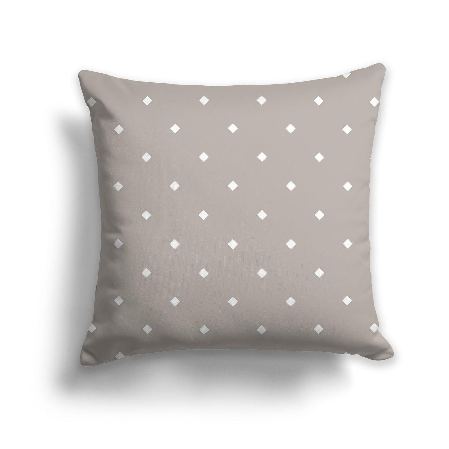 16 inch Taupe Throw Pillow with Large White Diamond Pattern