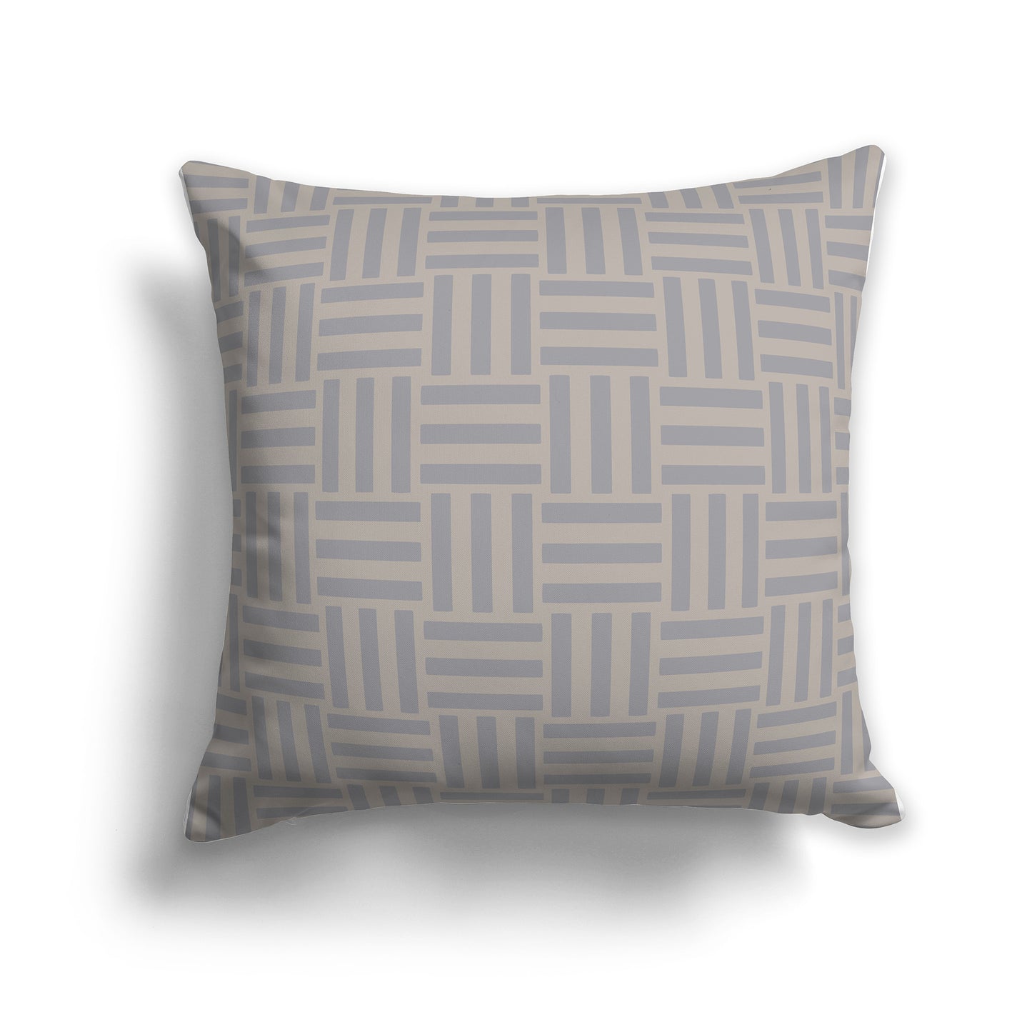 16 inch Throw Pillow with Taupe and Grey Basket Weave Pattern