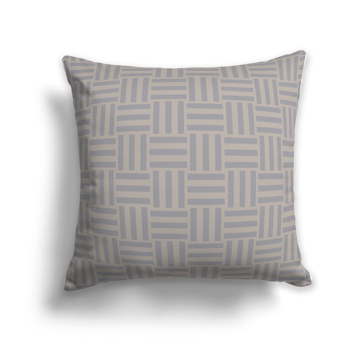 18 inch Throw Pillow with Taupe and Grey Basket Weave Pattern