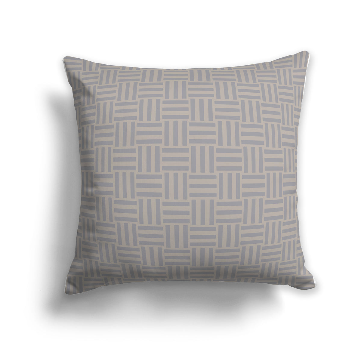 Throw Pillow with Taupe and Grey Basket Weave Pattern on Both Sides | Faux Suede | 26 x 26 inches