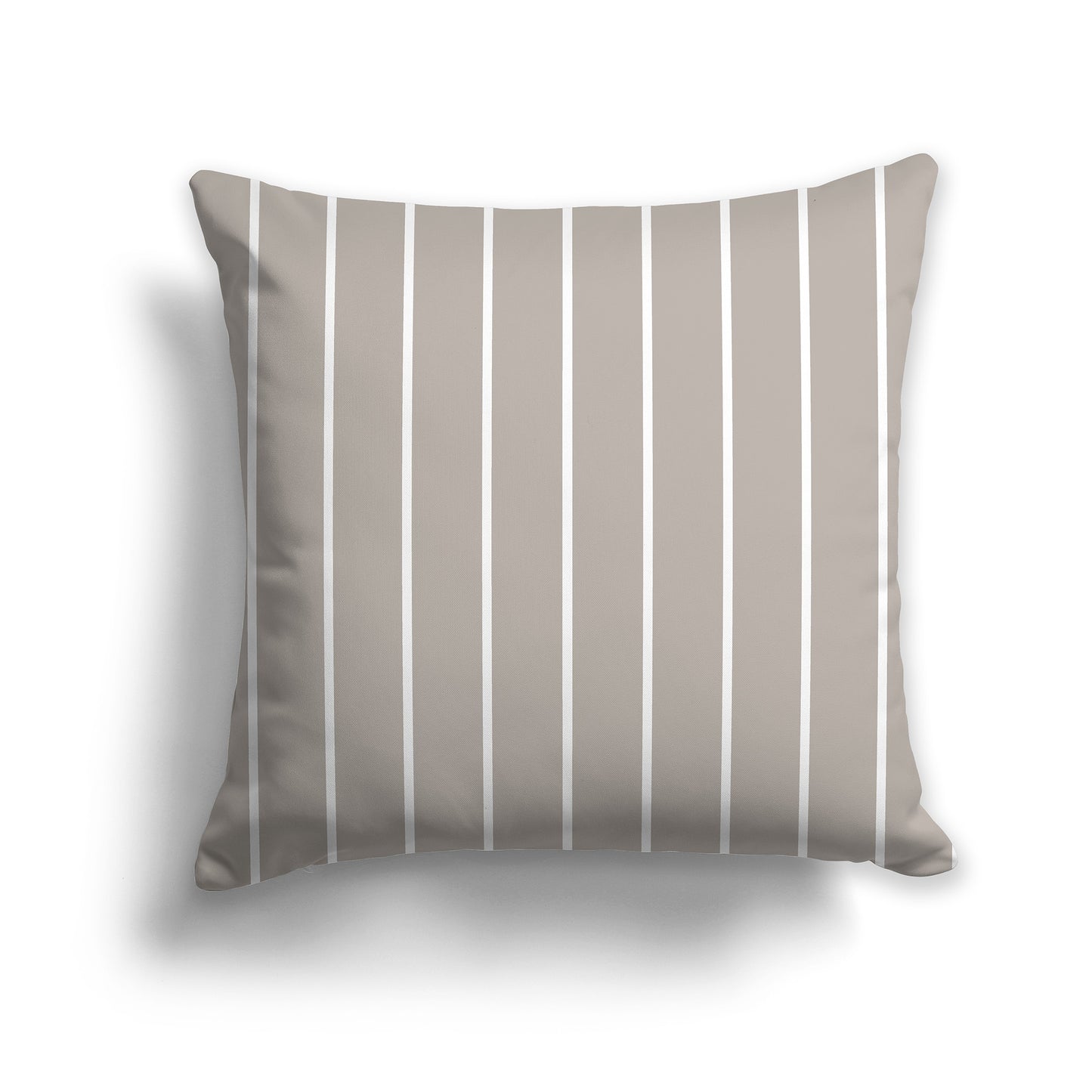14 inch Throw Pillow with Taupe and White Thin Vertical Stripe Pattern