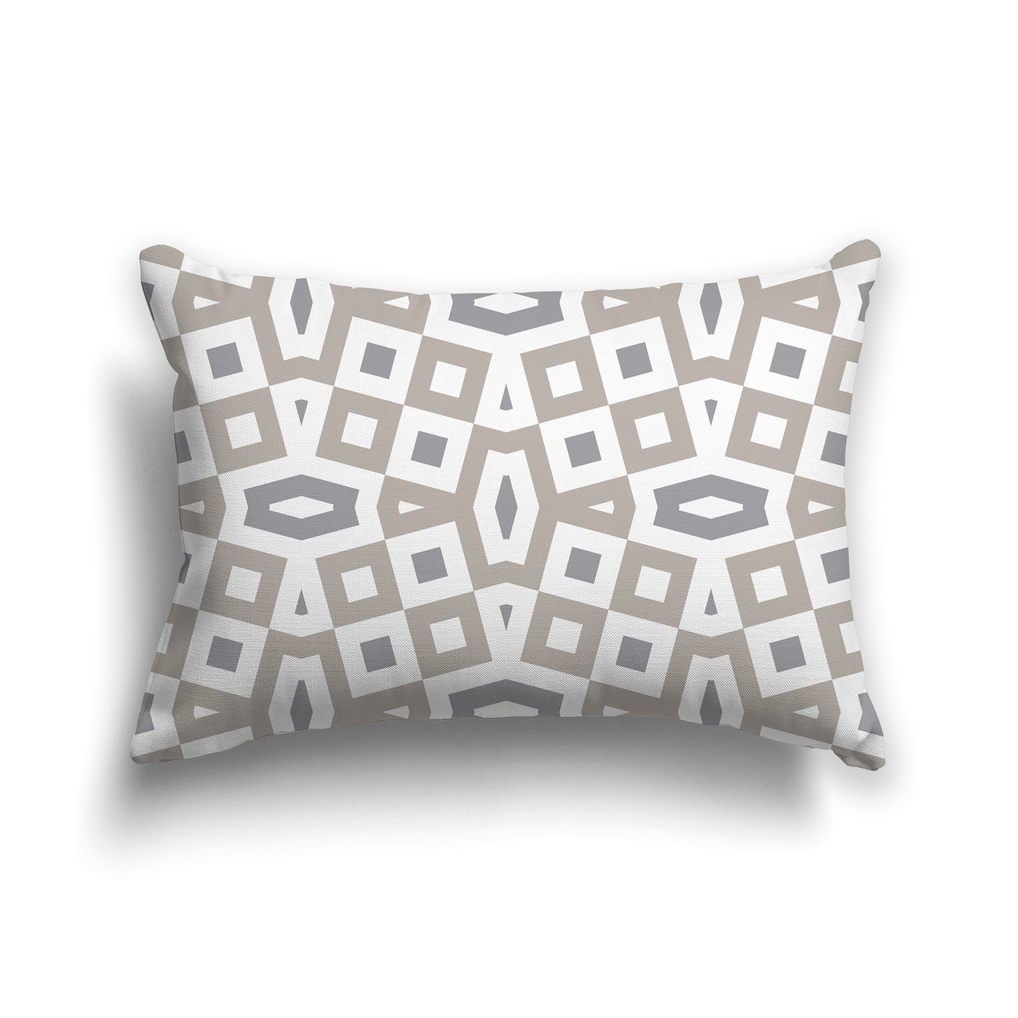 20x14 inch Lumbar Throw Pillow with Taupe, Grey and White Geometric Pattern
