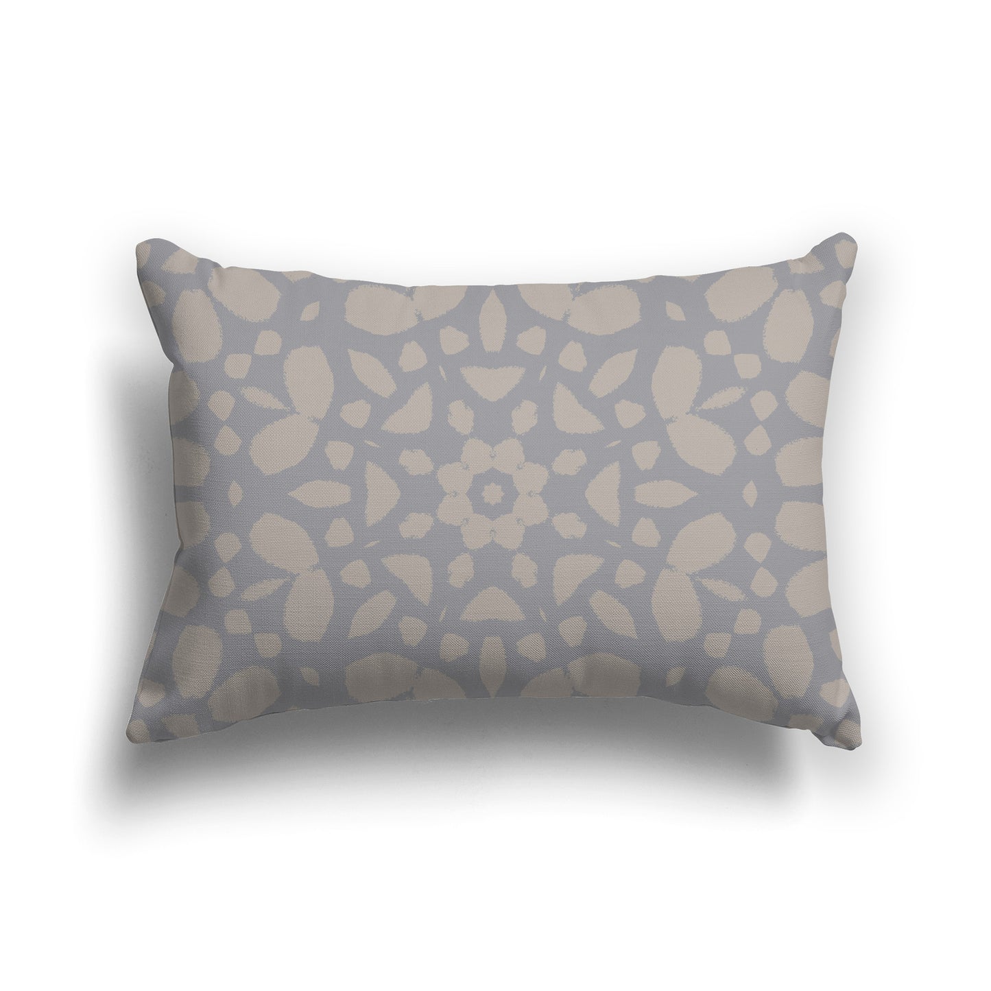 Grey Lumbar Throw Pillow with Large Taupe Circular Graphic