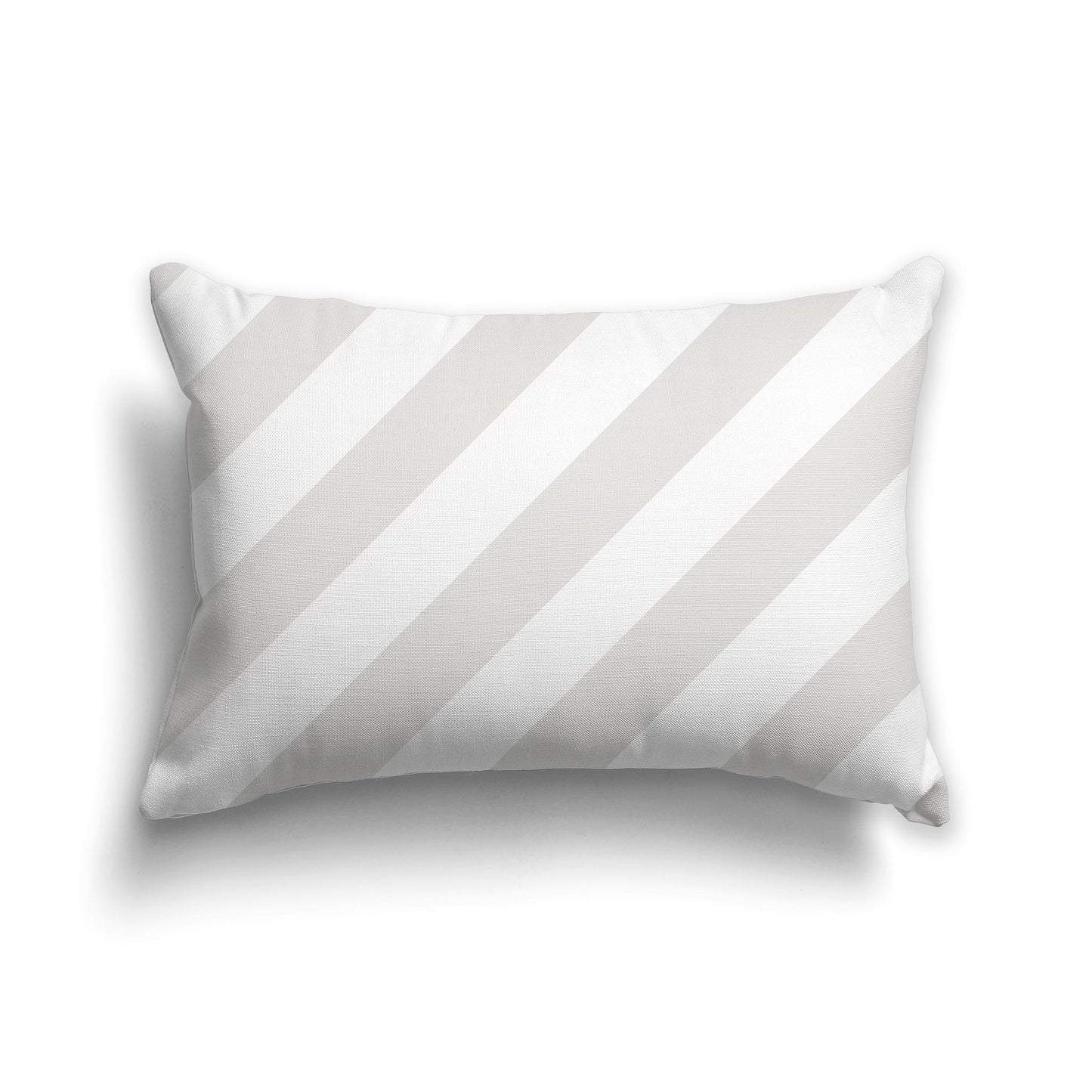 Lumbar Throw Pillow with Light Taupe and White Diagonal Bars