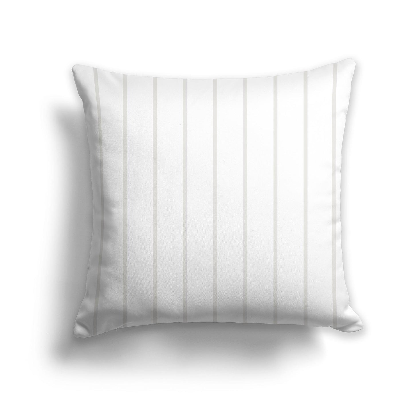 Square Throw Pillow with Light Taupe and White Stripe Pattern