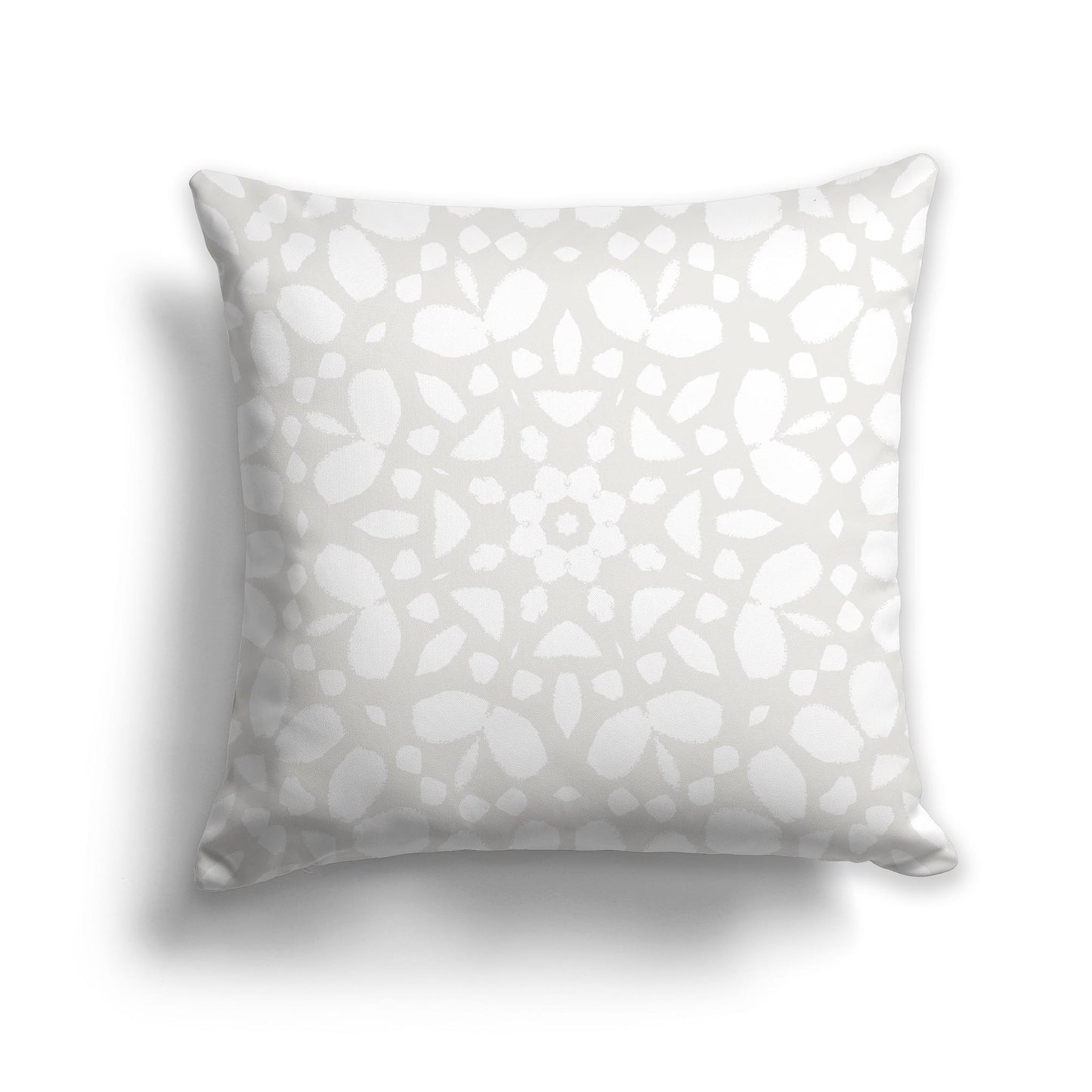 Light Taupe Square Throw Pillow with Large White Circular Graphic