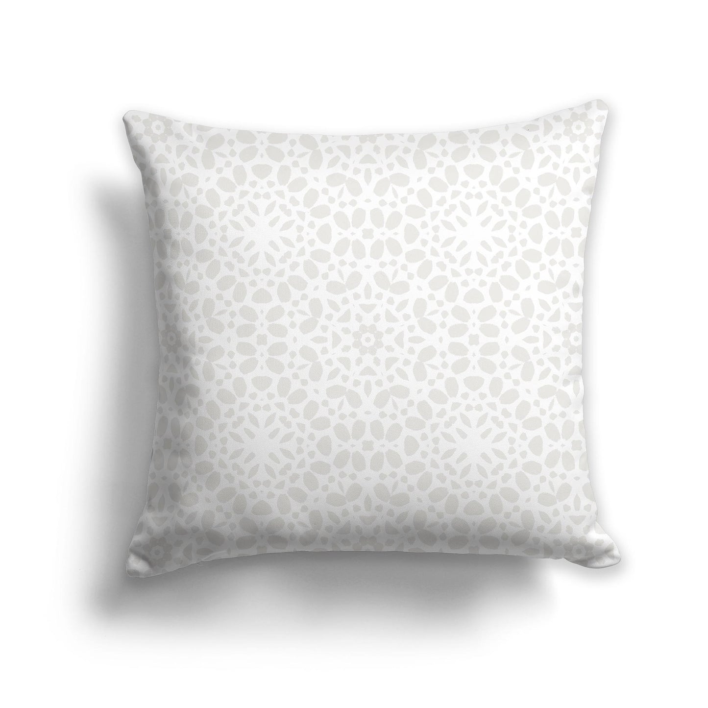 Square Throw Pillow with Fine Light Taupe and White Circular Repeat Pattern