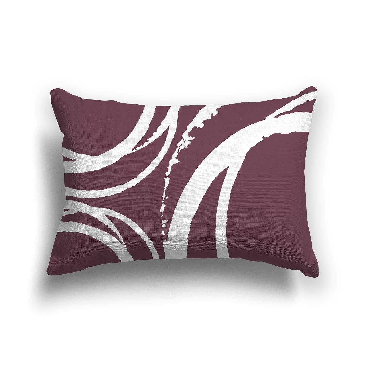 Plum Lumbar Throw Pillow with White Abstract Circles