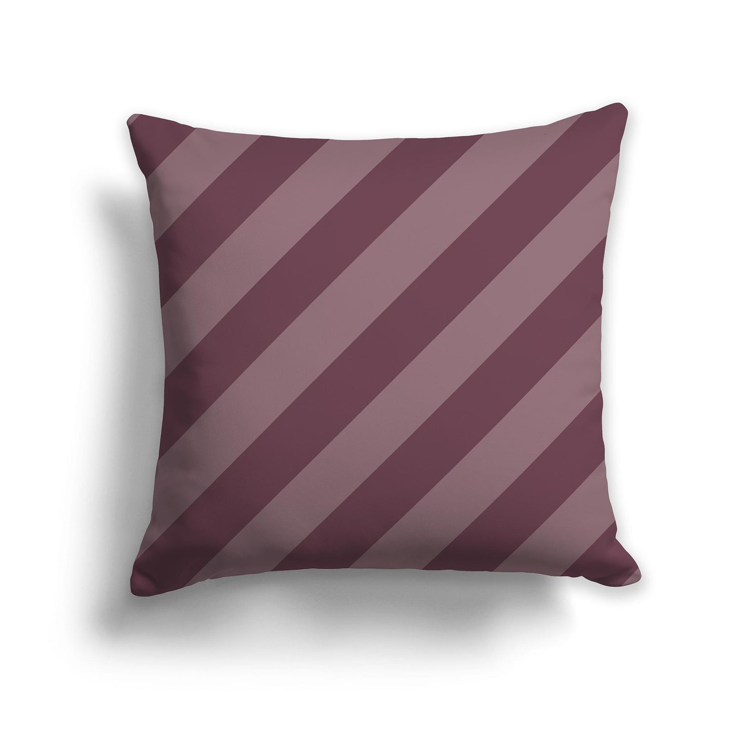 Square Throw Pillow with Two-tone Plum Diagonal Bars