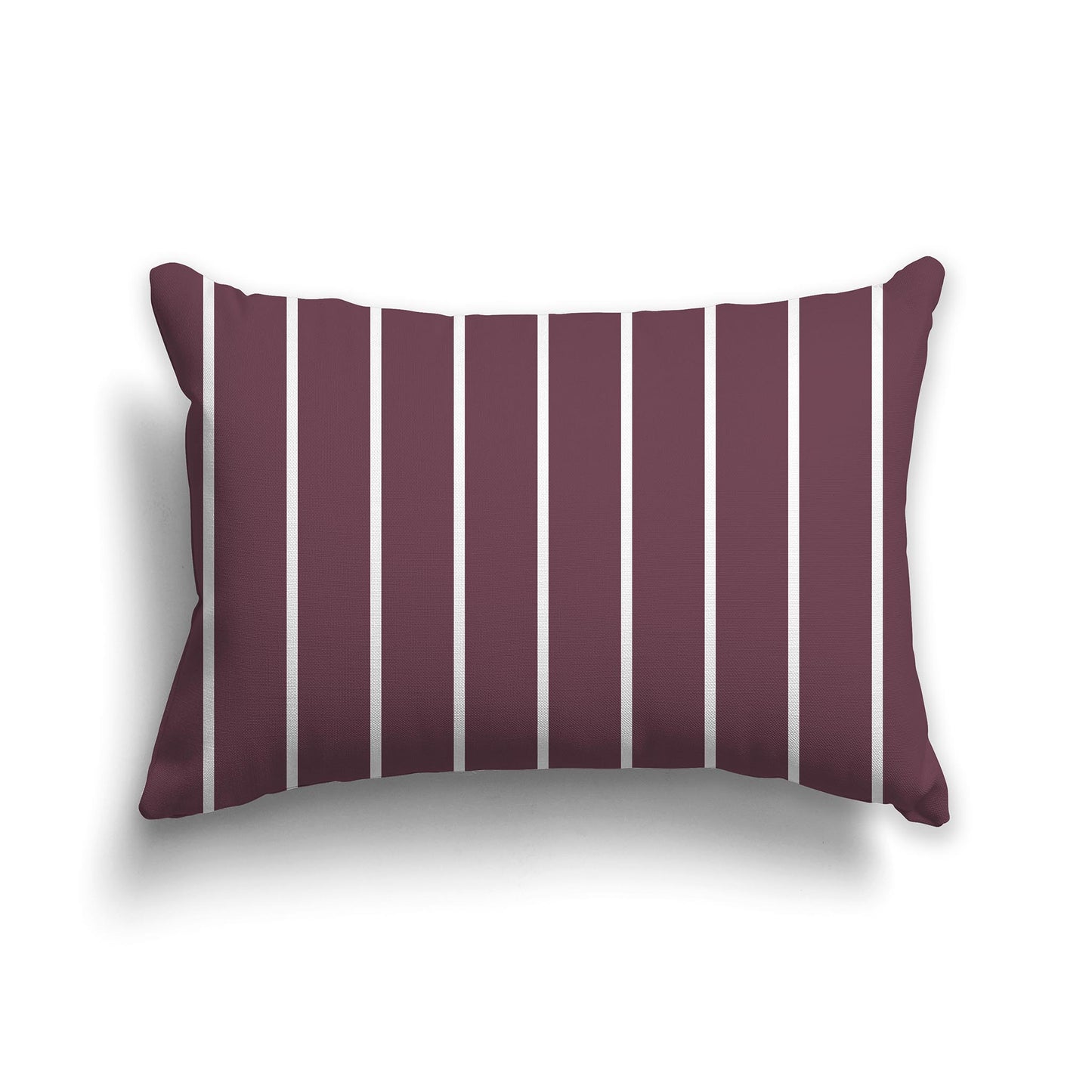 Lumbar Throw Pillow with Plum and White Stripe Pattern