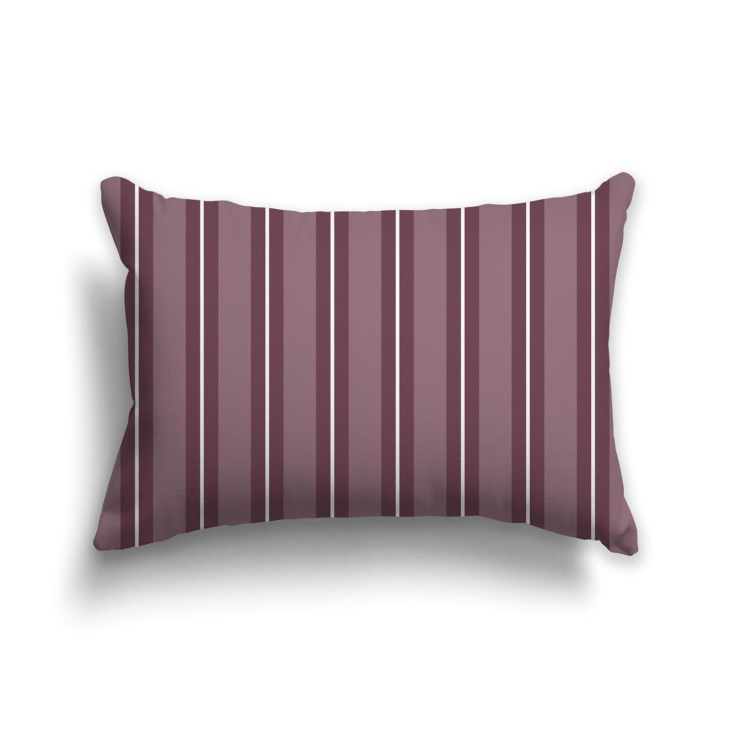 Lumbar Throw Pillow with Plum and White Multistripe Pattern