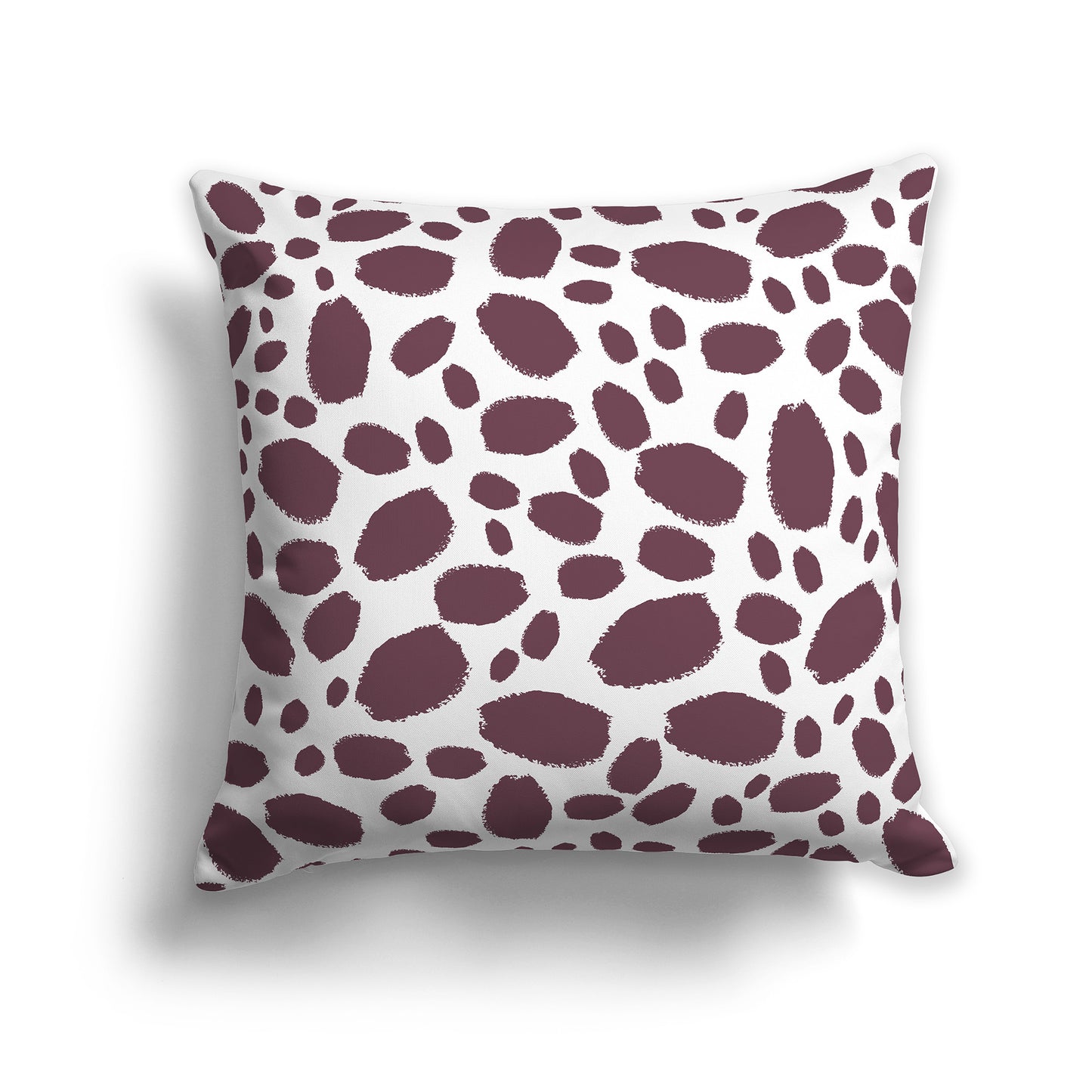 18 inch Throw Pillow with Plum and White Paint Dab Pattern