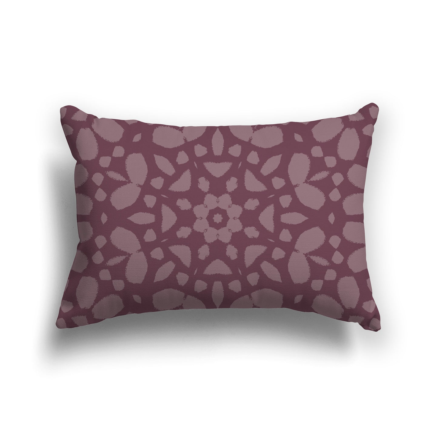 Plum Lumbar Throw Pillow with Large Medium Plum Circular Graphic