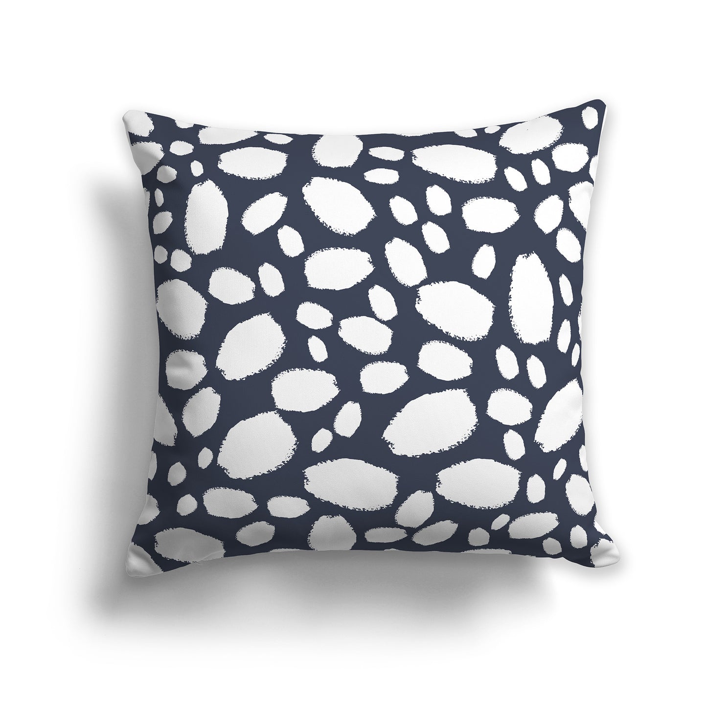 16 inch Throw Pillow with White and Dark Blue Paint Dab Pattern